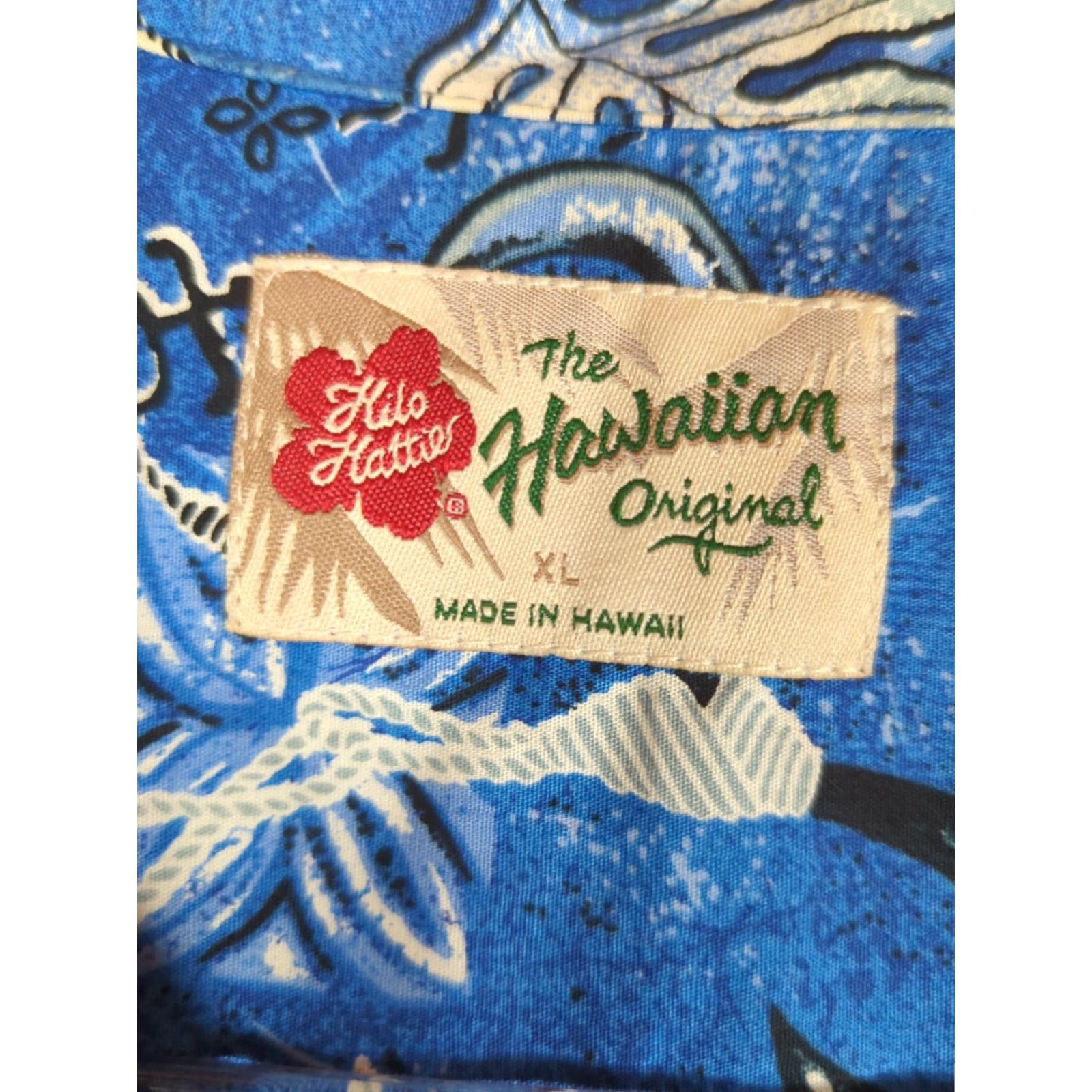 Hilo Hattie VINTAGE Hilo Hattie Tribal Traditional Hawaiian Shirt XL Blue Short Sleeve Button-Up Mens Regular 2D Aloha Beach Tropical Pattern Cotton Size US XL / EU 56 / 4 - 5 Thumbnail