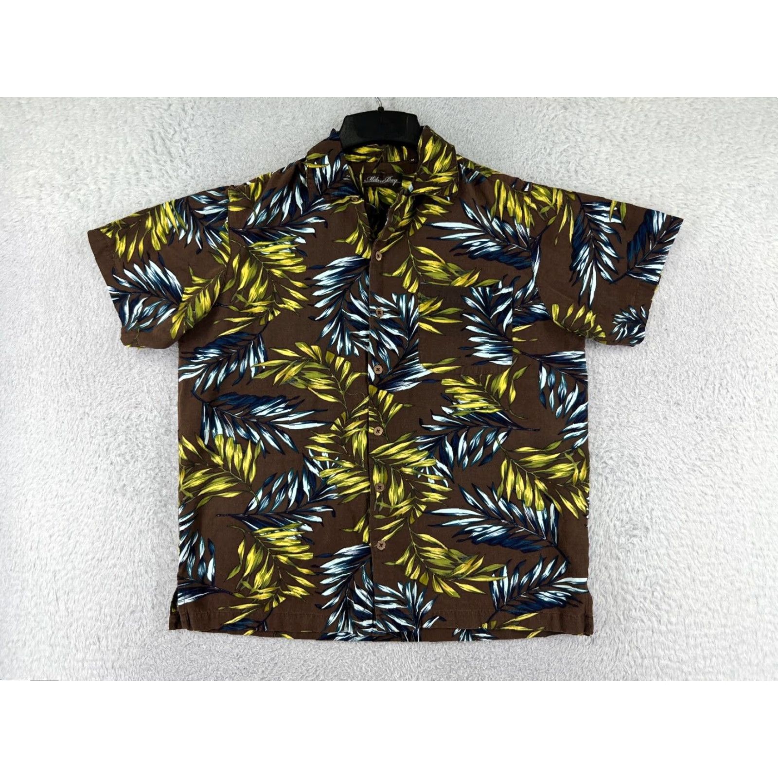 Vintage Milano Bay Shirt Mens Medium Brown Floral Palm Leaf Hawaiian Rayon Blend Size US M / EU 48-50 / 2 - 2 Thumbnail
