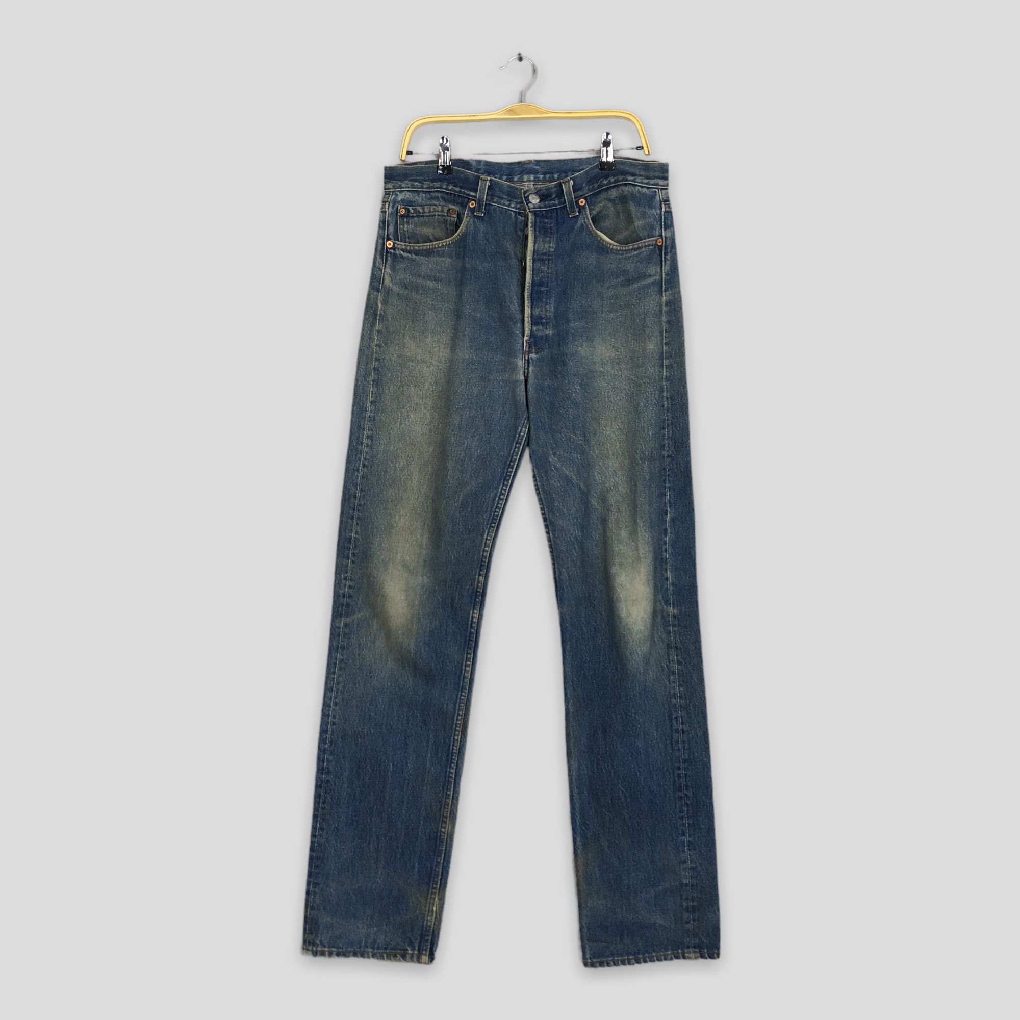 Size 34x34.5 Vintage Levi's 501XX Blue Stone Washed Jeans