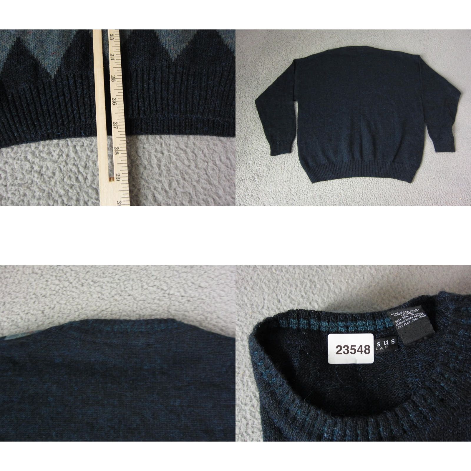Vintage VINTAGE Consensus Sweater Mens Pullover Knit Crew Neck Argyle Blue Wool Alpaca 90s L Size US L / EU 52-54 / 3 - 8 Thumbnail