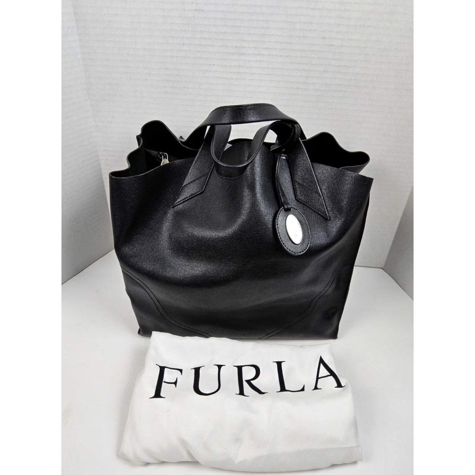 Furla Furla Satchel Leather Handbag Tote Purse With Dustbag Black Double Handles Women Size ONE SIZE - 2 Thumbnail