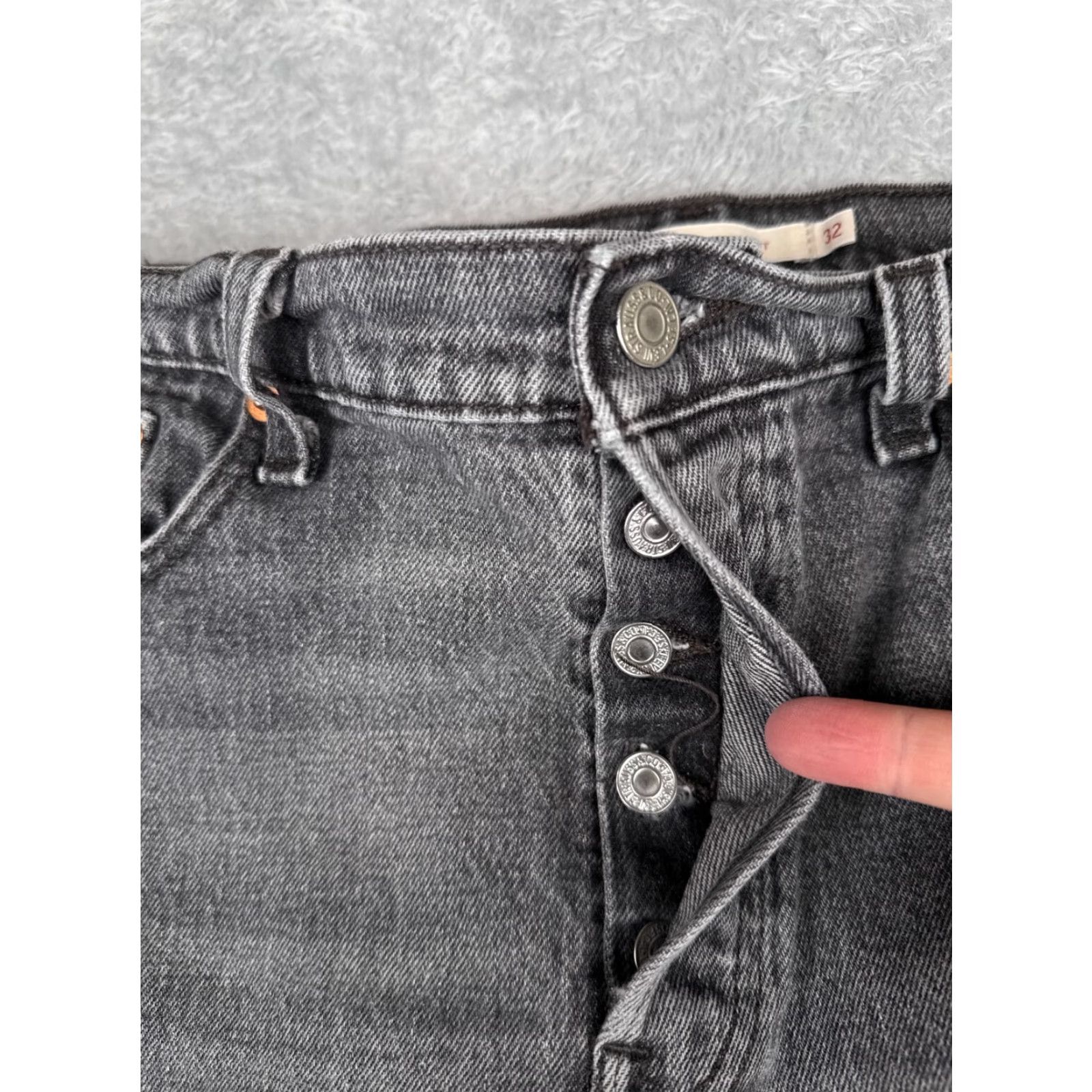 Levi's Levi's Premium Jeans Womens 32 Black Denim Big E Wedgie Straight Button 32x25 Size 24" / US 00 / IT 34 - 5 Thumbnail