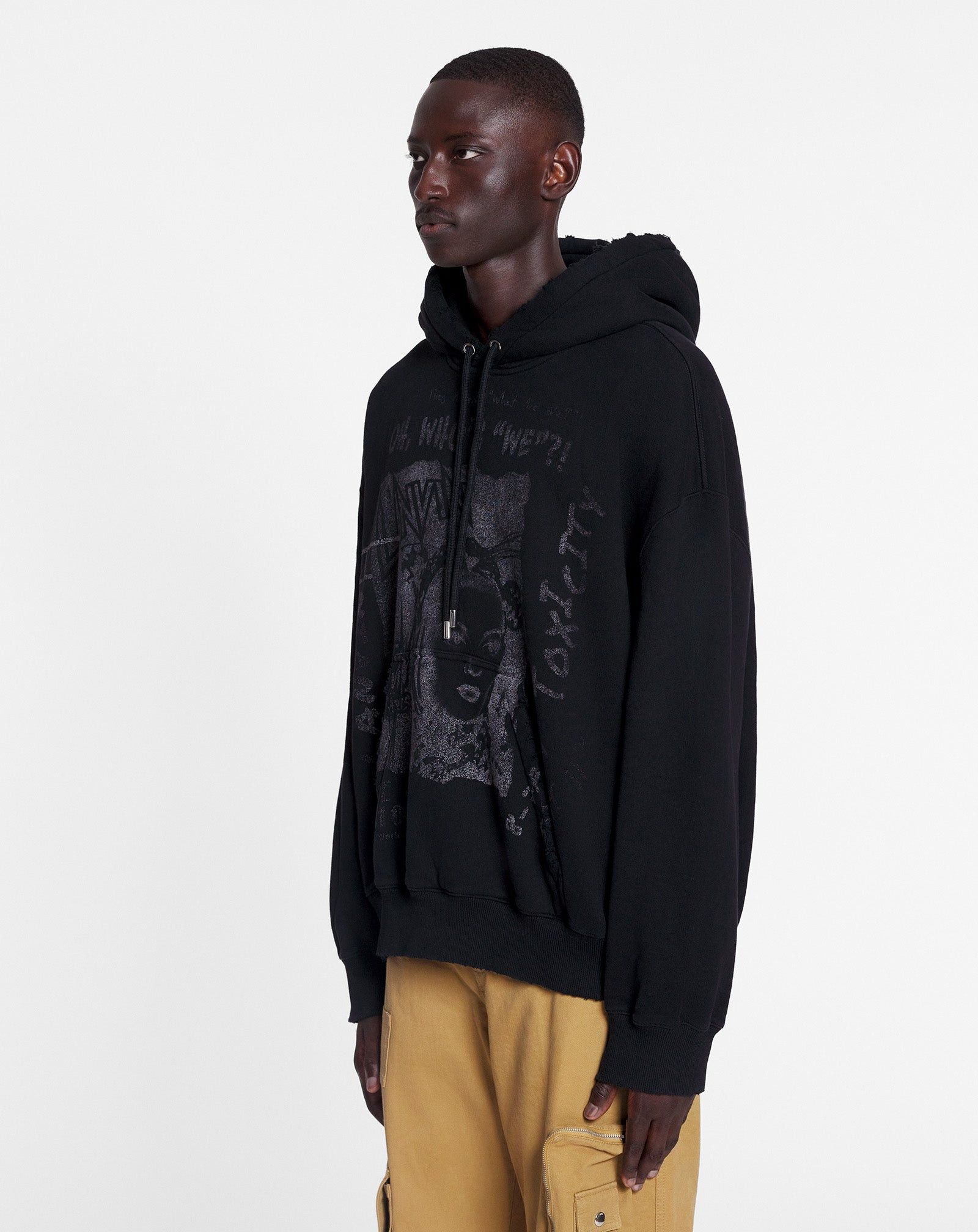 Lanvin o1mle0825 Unisex Loose-Fit Printed Hoodie in Black Size US XXS / EU 40 - 4 Thumbnail