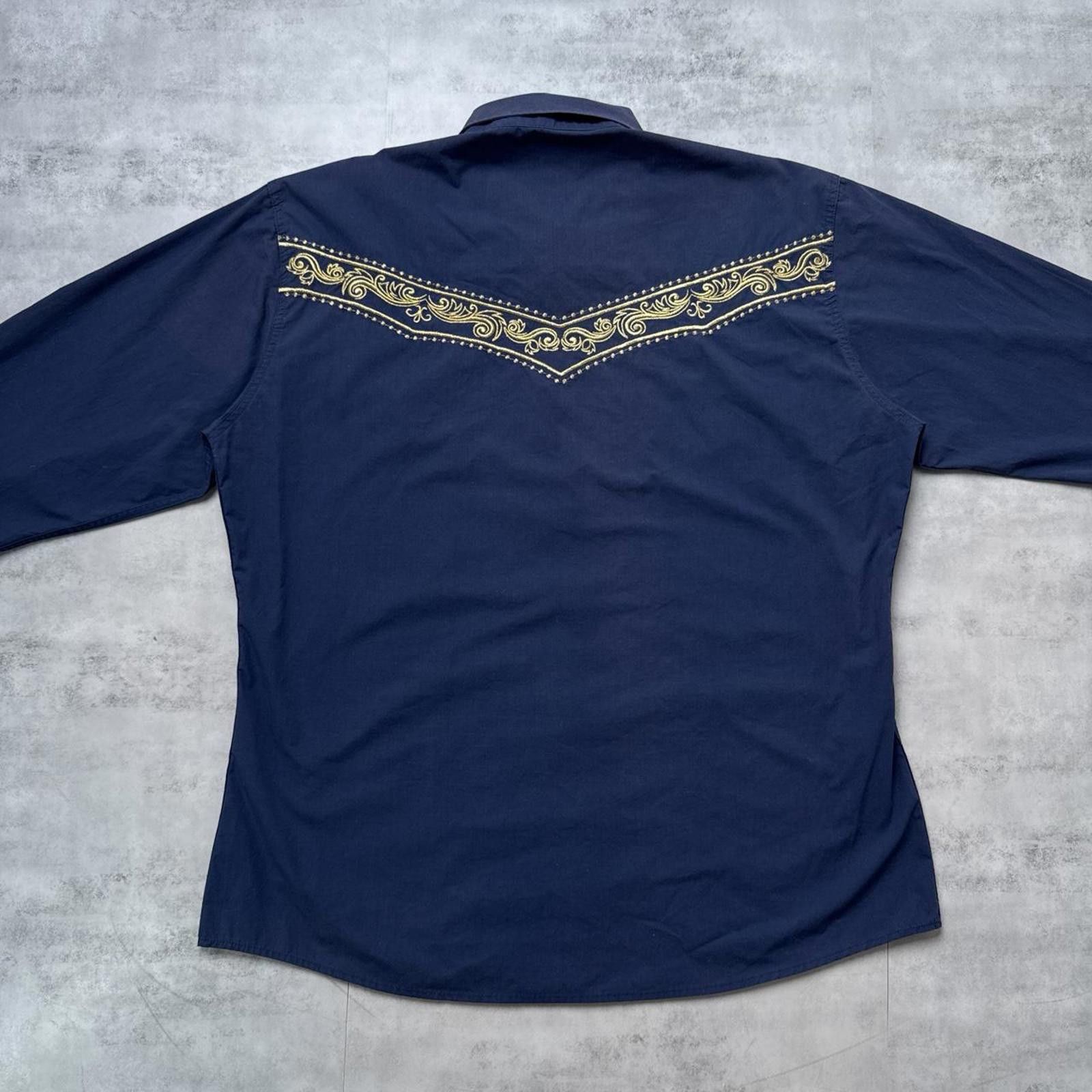 Affliction Y2K Patroncito 00s Blue Button Up Embroidered Shirt Size US XL / EU 56 / 4 - 2 Thumbnail