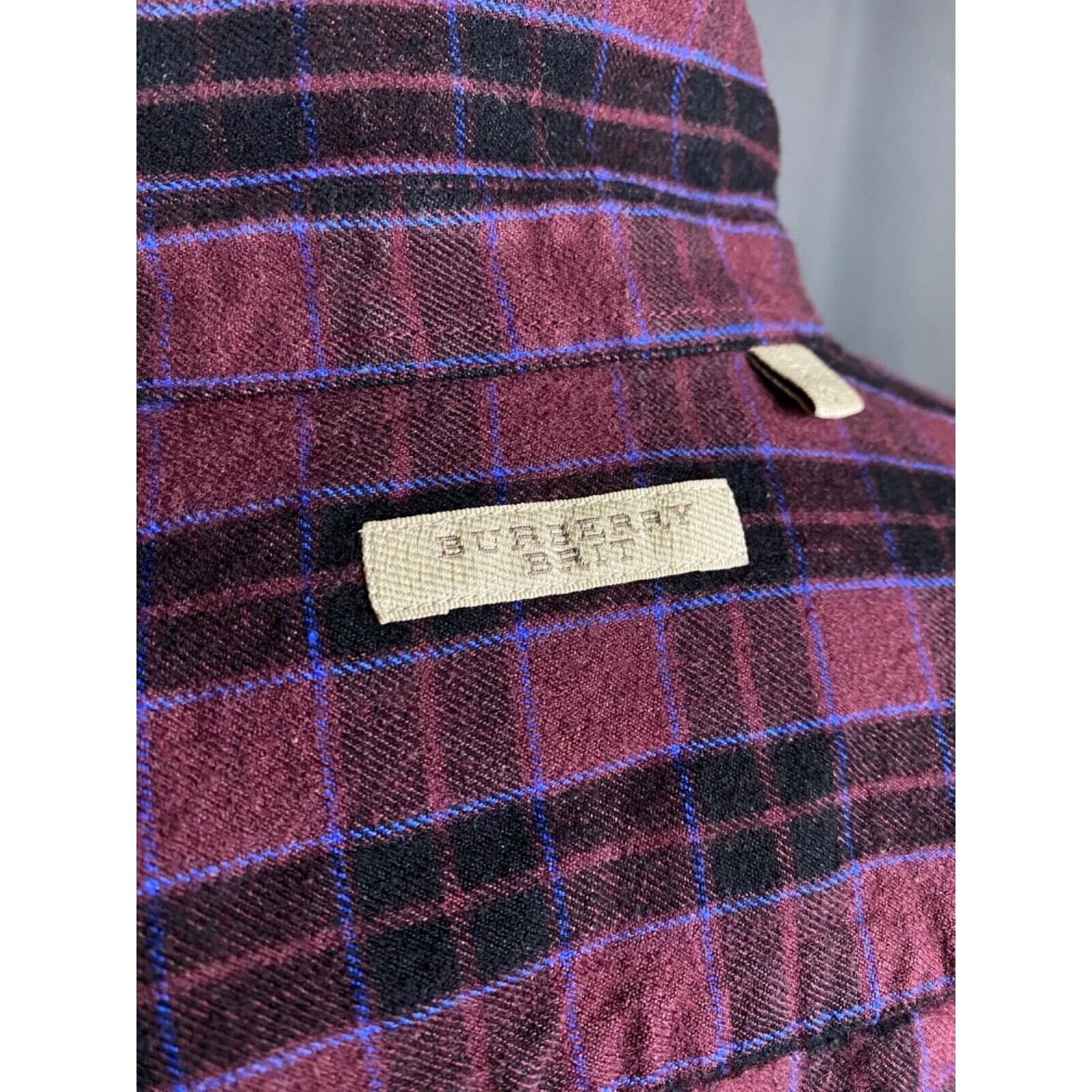 Burberry Burberry Men's Purple Checked Wool Linen Shirt Size S Size US L / EU 52-54 / 3 - 10 Thumbnail