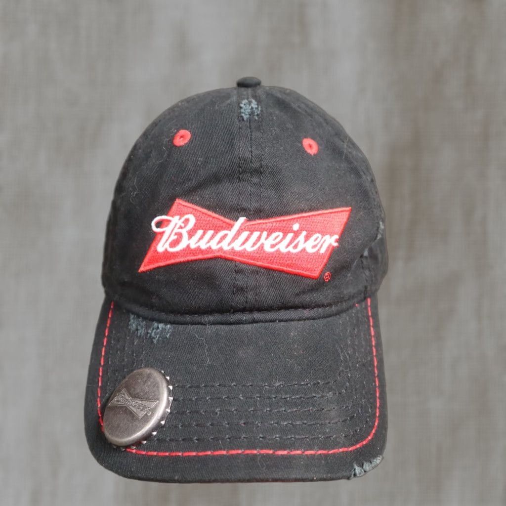 Budweiser Budweiser Baseball Cap Hat - Adjustable Cotton Knit Mens Black Beer Theme 90s? (If applicable) Size ONE SIZE - 1 Thumbnail