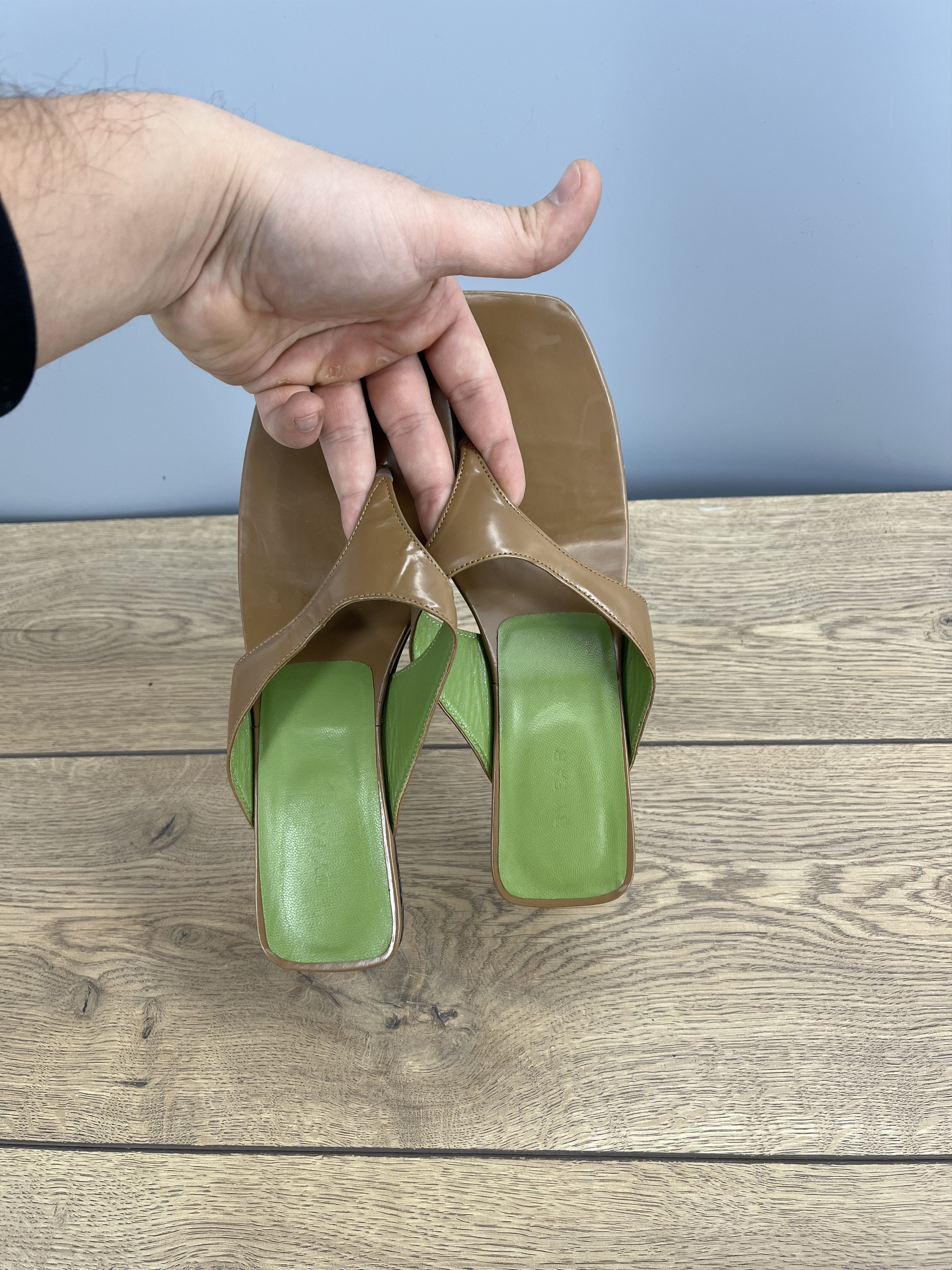 By Far By Far Brown Leather Thong Sandals Square Toe Size US 7.5 / IT 37.5 - 5 Thumbnail