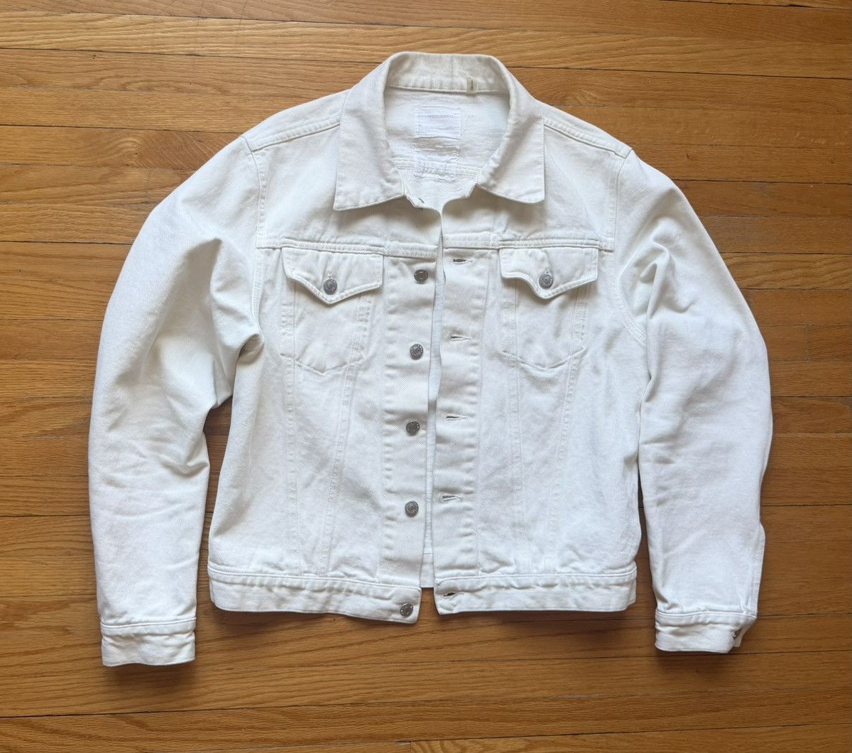 Helmut Lang 1998 Helmut Lang White + Grey Trucker Jacket Size US M / EU 48-50 / 2 - 2 Thumbnail