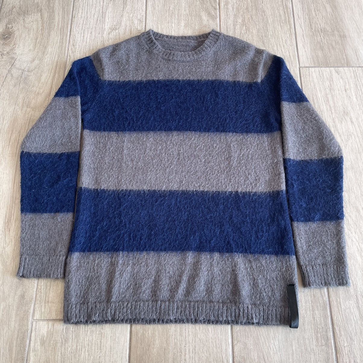 Isamu Katayama Backlash Border Stripe Mohair Ribbed Knit Sweater Size US M / EU 48-50 / 2 - 1 Thumbnail