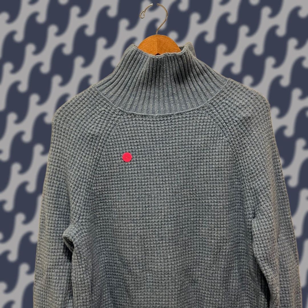 Vintage L.L. Bean Women Waffle Knit Turtleneck Pullover Side Zip Sweater Blue Large Size L / US 10 / IT 46 - 1 Thumbnail