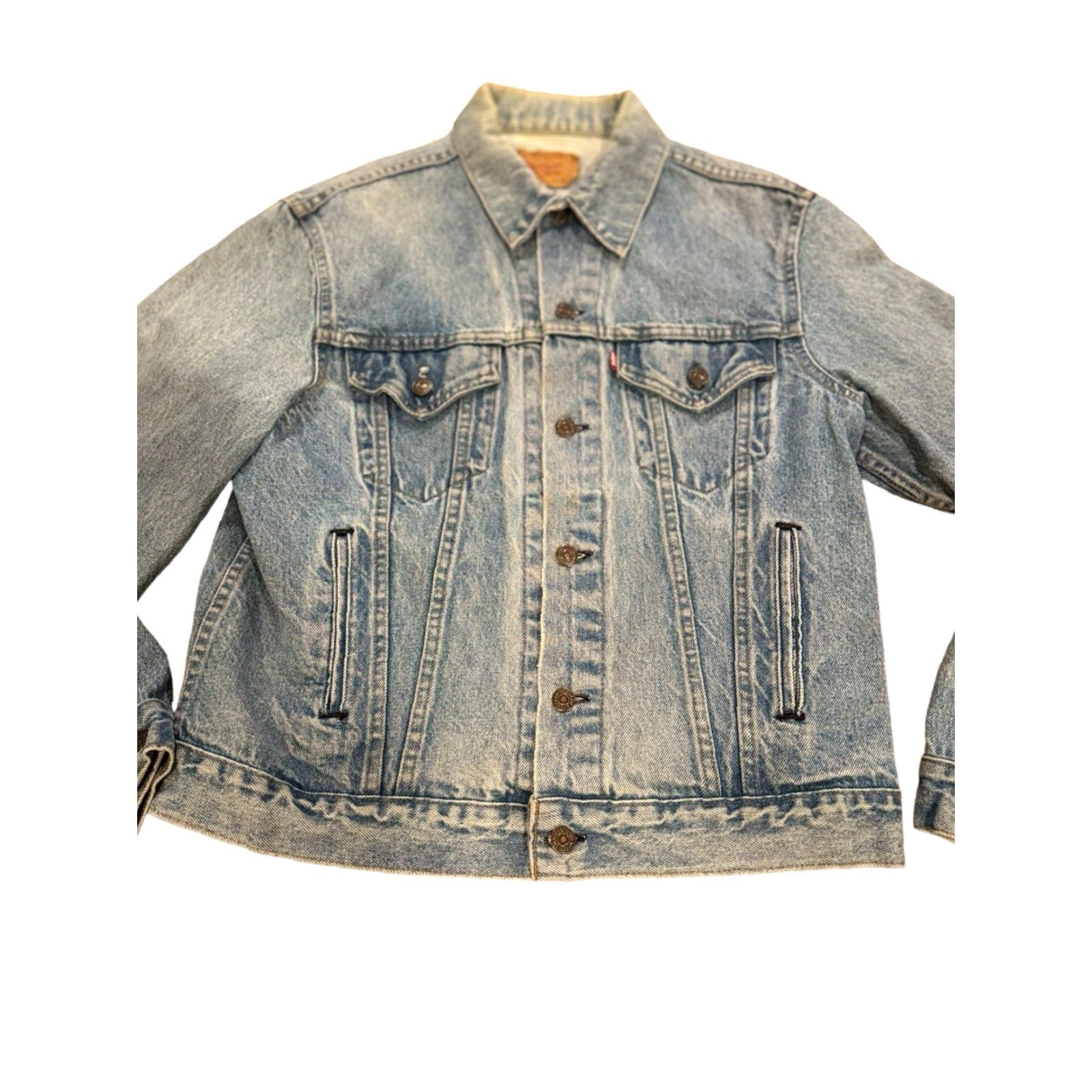 Levi's VINTAGE Levi's Trucker Jacket Mens 42R Blue Denim Medium Wash USA 90s Leather? No accents? Size US 42 / EU 58 - 2 Thumbnail