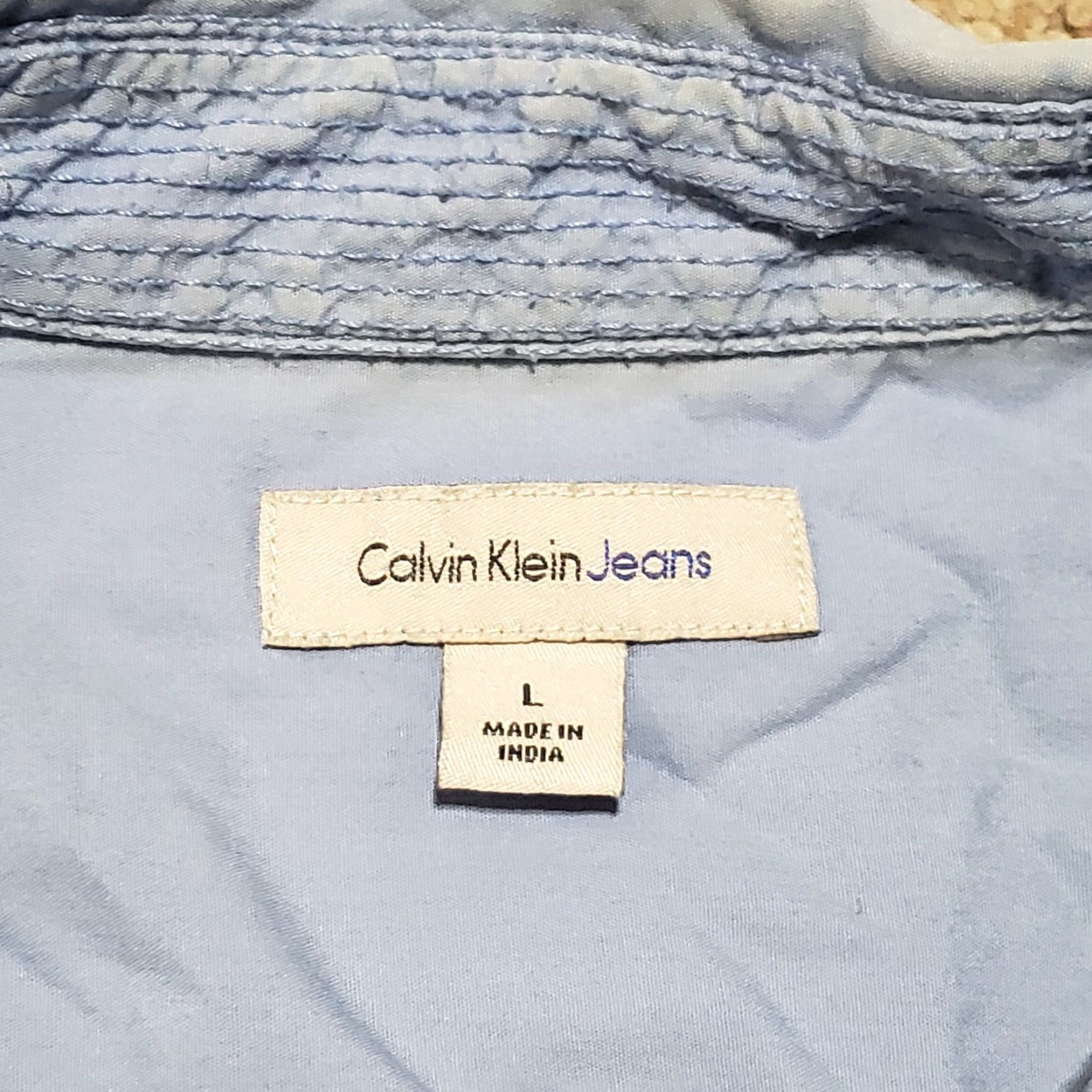 Calvin Klein Calvin Klein Jeans Shirt Blue Short Sleeve Button-Up Pockets Adult Men Large Size US L / EU 52-54 / 3 - 3 Thumbnail