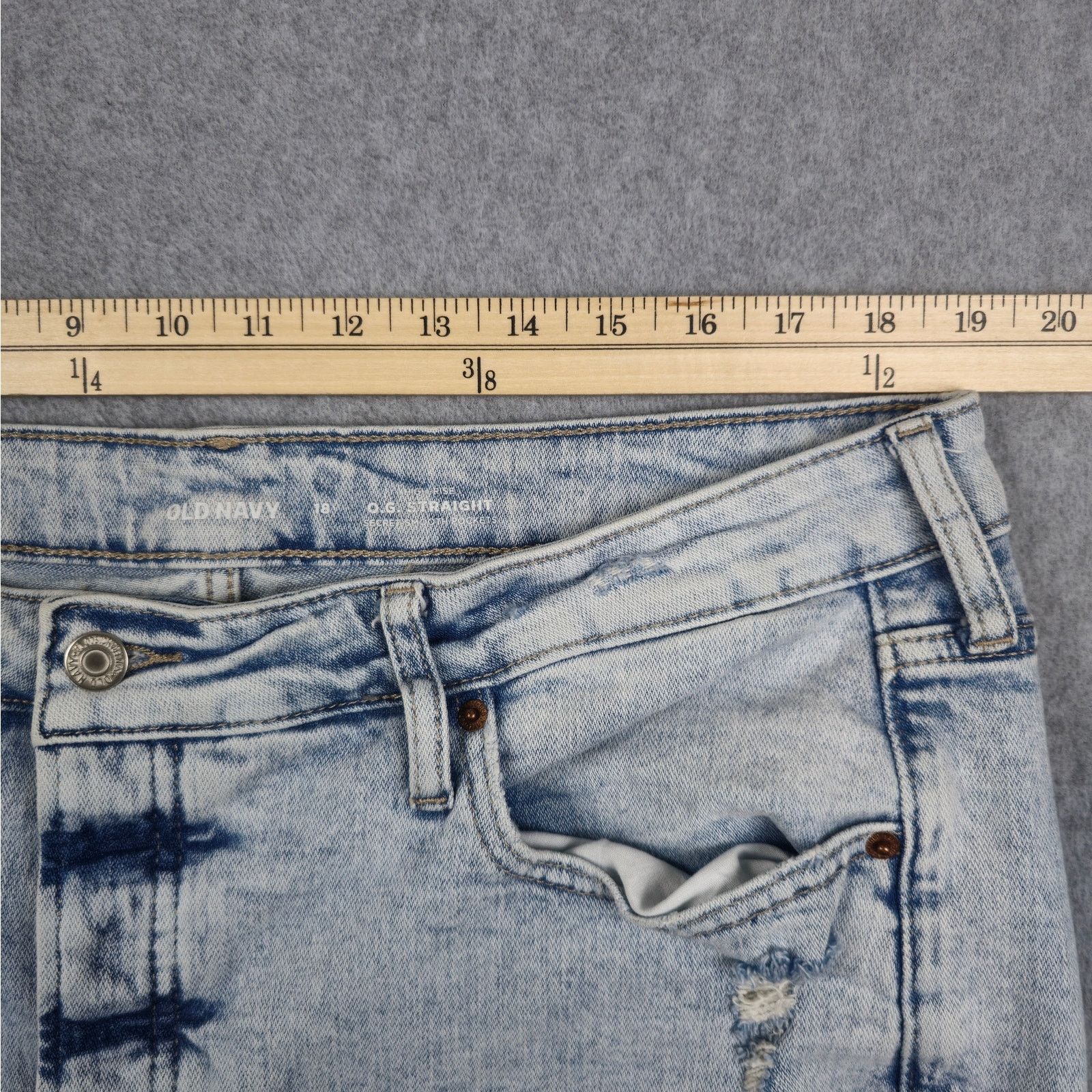 Old Navy Old Navy 18 OG Straight Button Fly Distressed Jeans Raw Hem Size 40" / US 18 - 13 Thumbnail