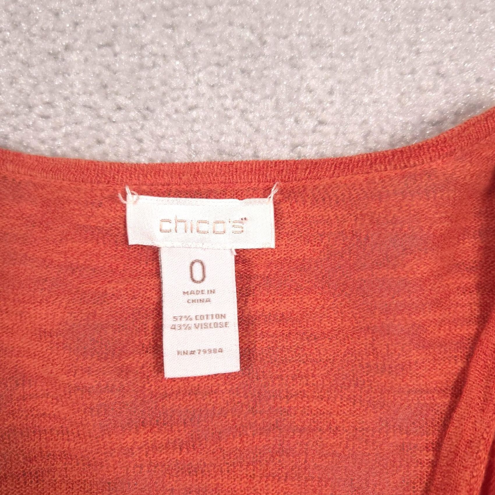 Vintage Chico's Cardigan Womens 0 Orange Cotton Viscose Knit Open Front Pockets Sweater Cardigan Knit Lightweight Casual Workwear Size XS / US 0-2 / IT 36-38 - 7 Thumbnail