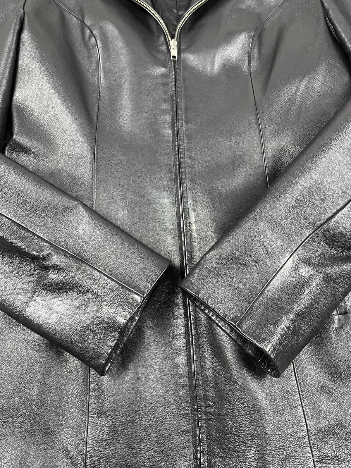 Leather Vintage Y2K Leather elongated avant garde jacket blazer Size M / US 6-8 / IT 42-44 - 5 Thumbnail