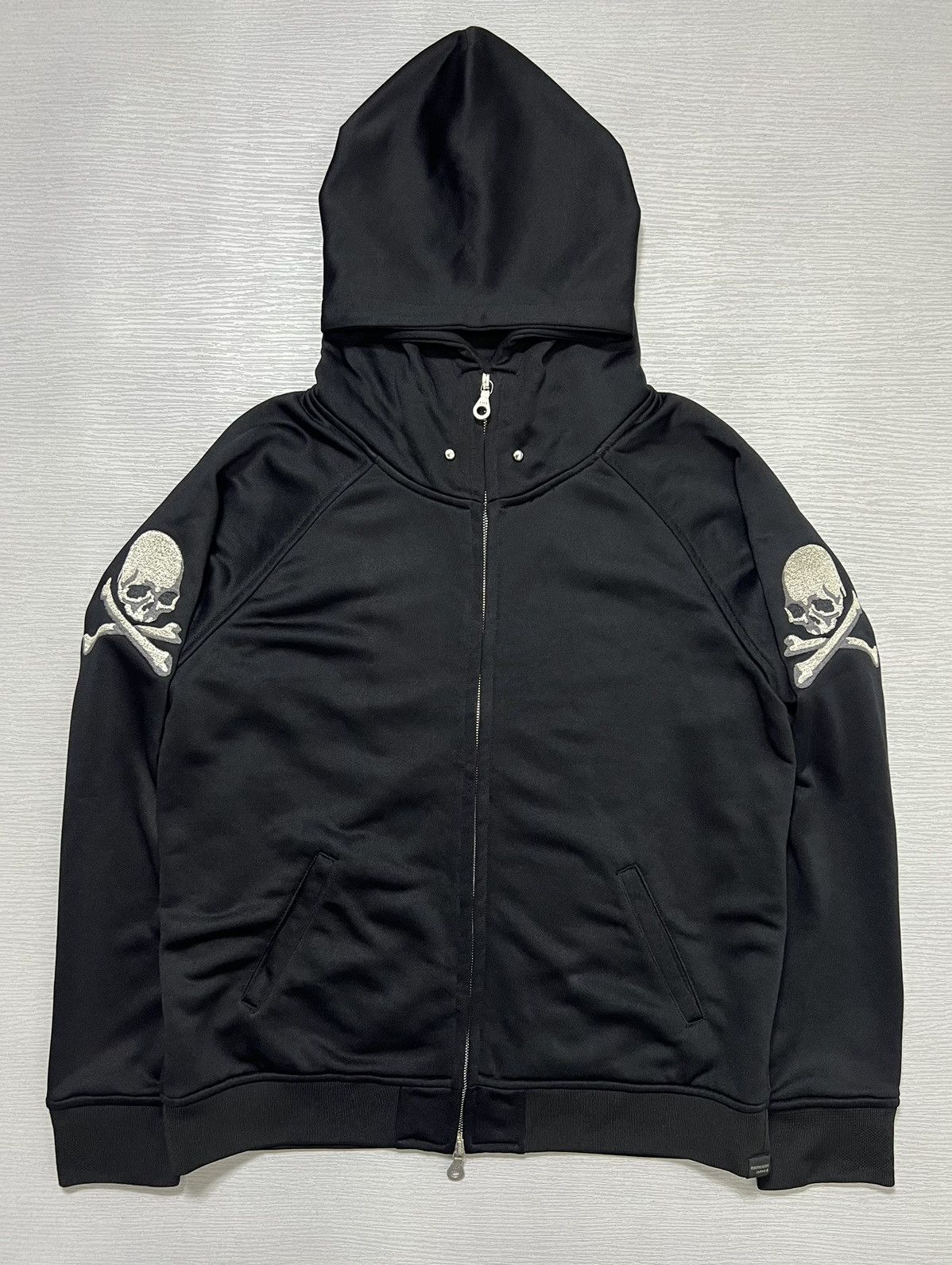 image of Mastermind Japan - Double Skull Embroidered Zip Up Hoodie in Black, Men's (Size XL)