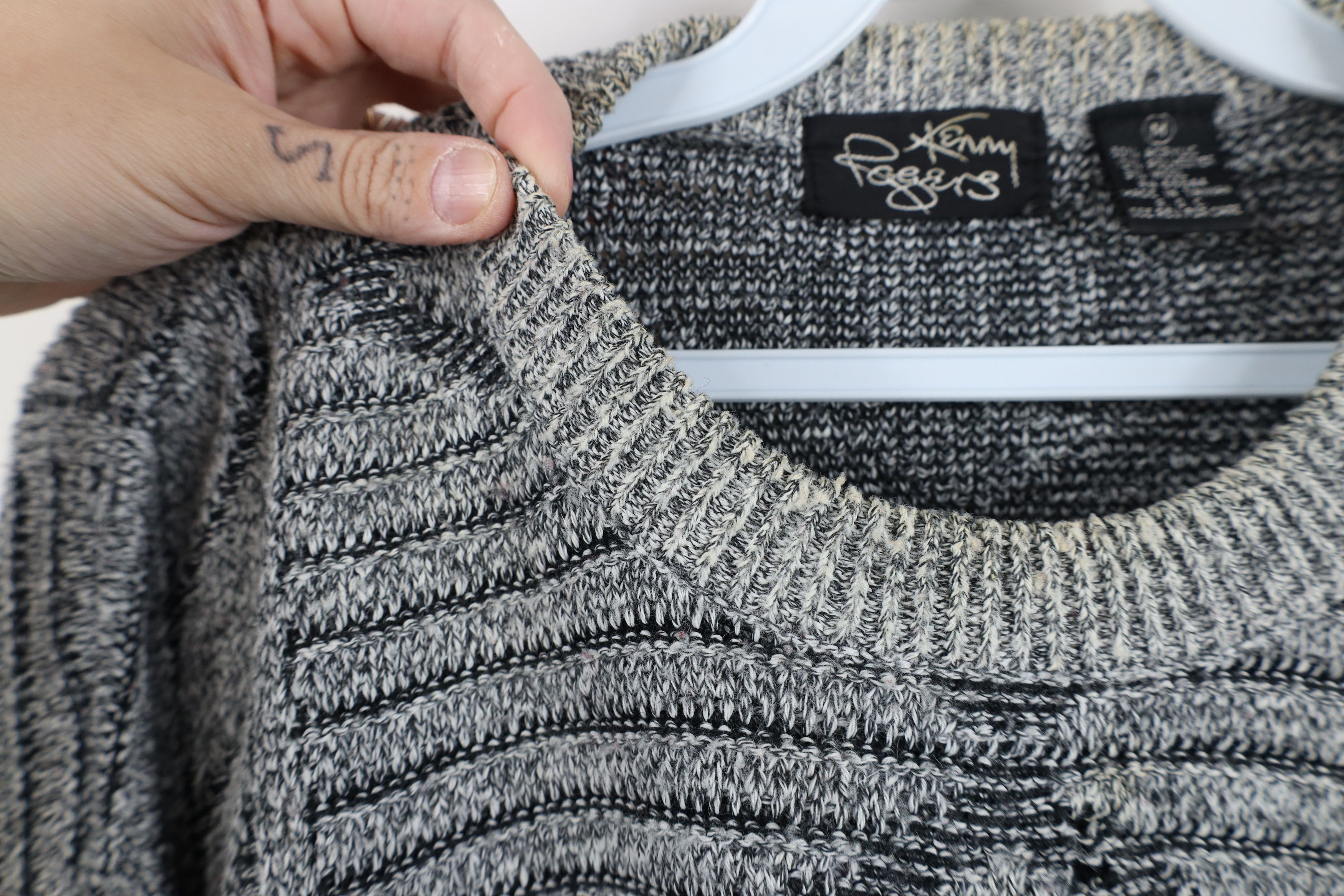 Vintage Vintage 90s Streetwear Ribbed Knit Crewneck Sweater Gray Size US M / EU 48-50 / 2 - 7 Thumbnail