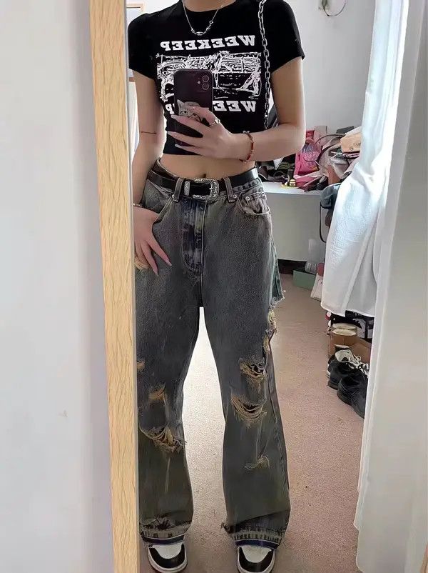 Other Ripped Jeans Women Oversize Baggy Pants Size 29" - 4 Thumbnail