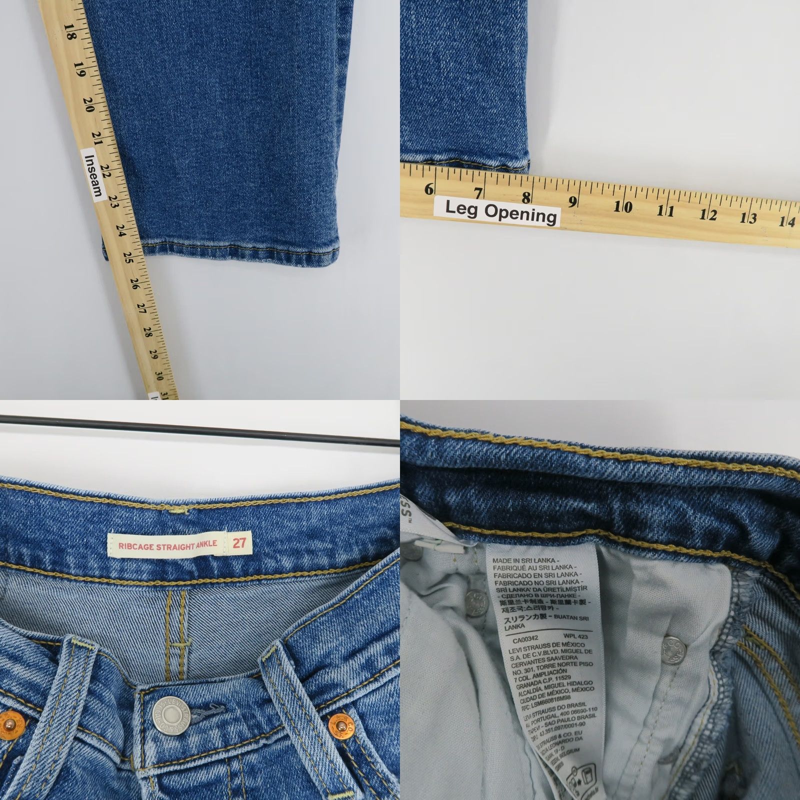 Vintage Levis Ribcage Straight Ankle Jeans Womens 27 Blue High Rise Button Fly Stretch Size 27" / US 4 / IT 40 - 8 Thumbnail
