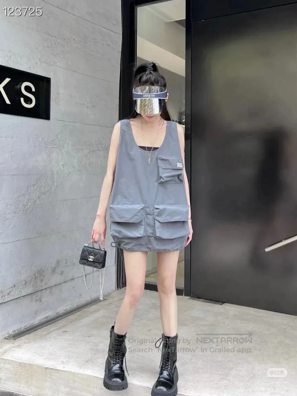 Miu Miu MiuMiu Gray Pocket Logo Utility Vest Dress. Size S / US 4 / IT 40 - 1 Thumbnail