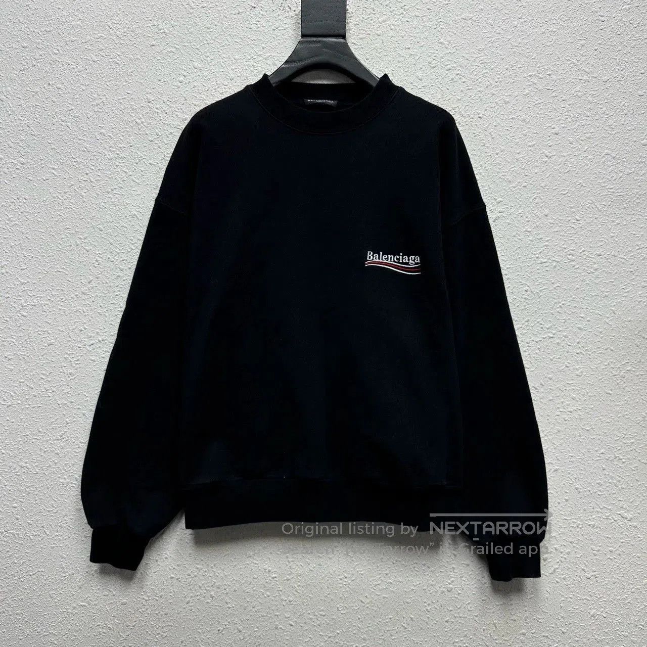 balenciaga black long sleeve logo sweatshirt.