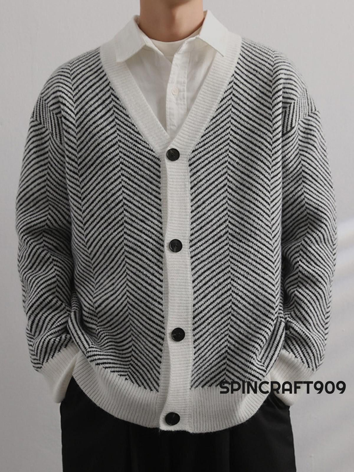 Vintage Patterned V Neck Button Cardigan Sweater Size US M / EU 48-50 / 2 - 3 Thumbnail