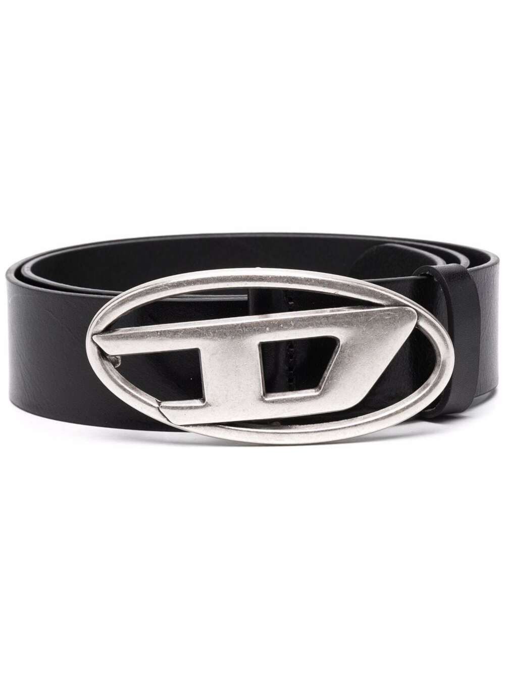 Diesel Belt with Oval D Logo Buckle in Black Leather for Men Size ONE SIZE - 1 Thumbnail