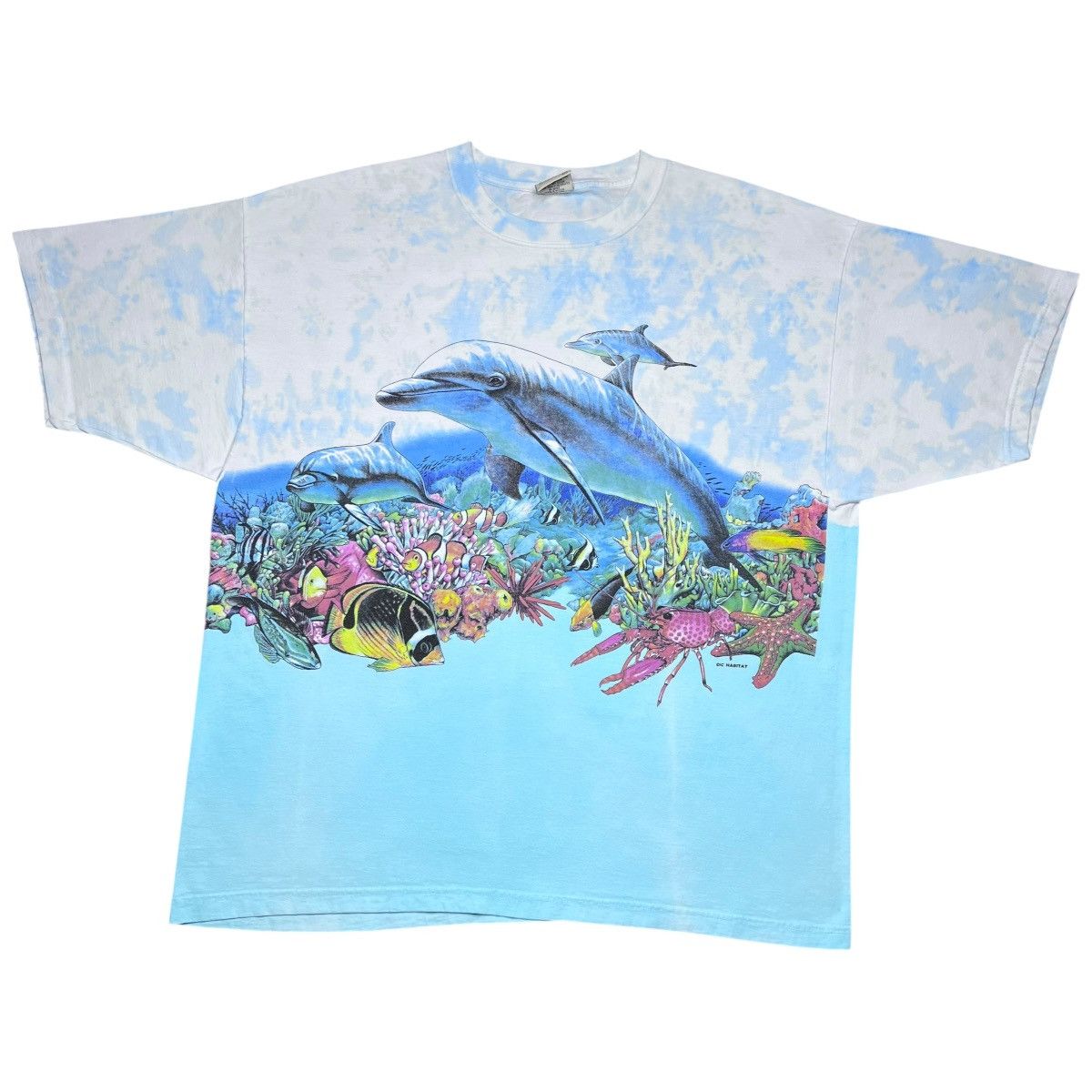 Habitat 1990s Dolphin Reef Habitat Nature Wrap Around Tie Dye Tee Size US XXL / EU 58 / 5 - 1 Thumbnail