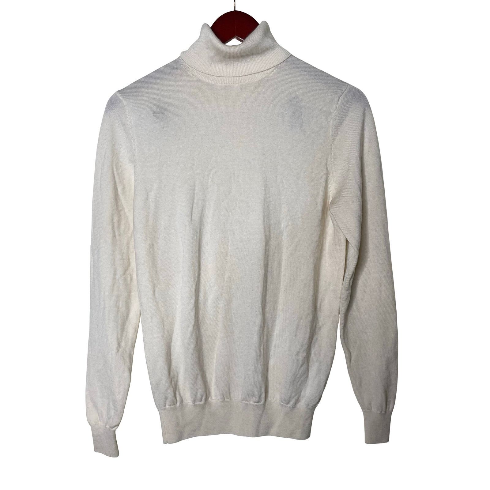 Suitsupply off white cream turtleneck merino wool pullover S