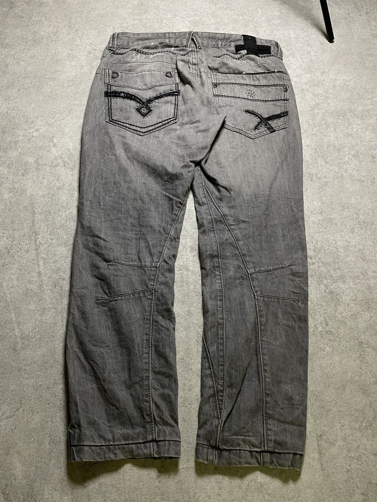 If Six Was Nine RNT23 Skull Destroyed glam denim w/ twisted seams & raw edge Size US 36 / EU 52 - 15 Thumbnail