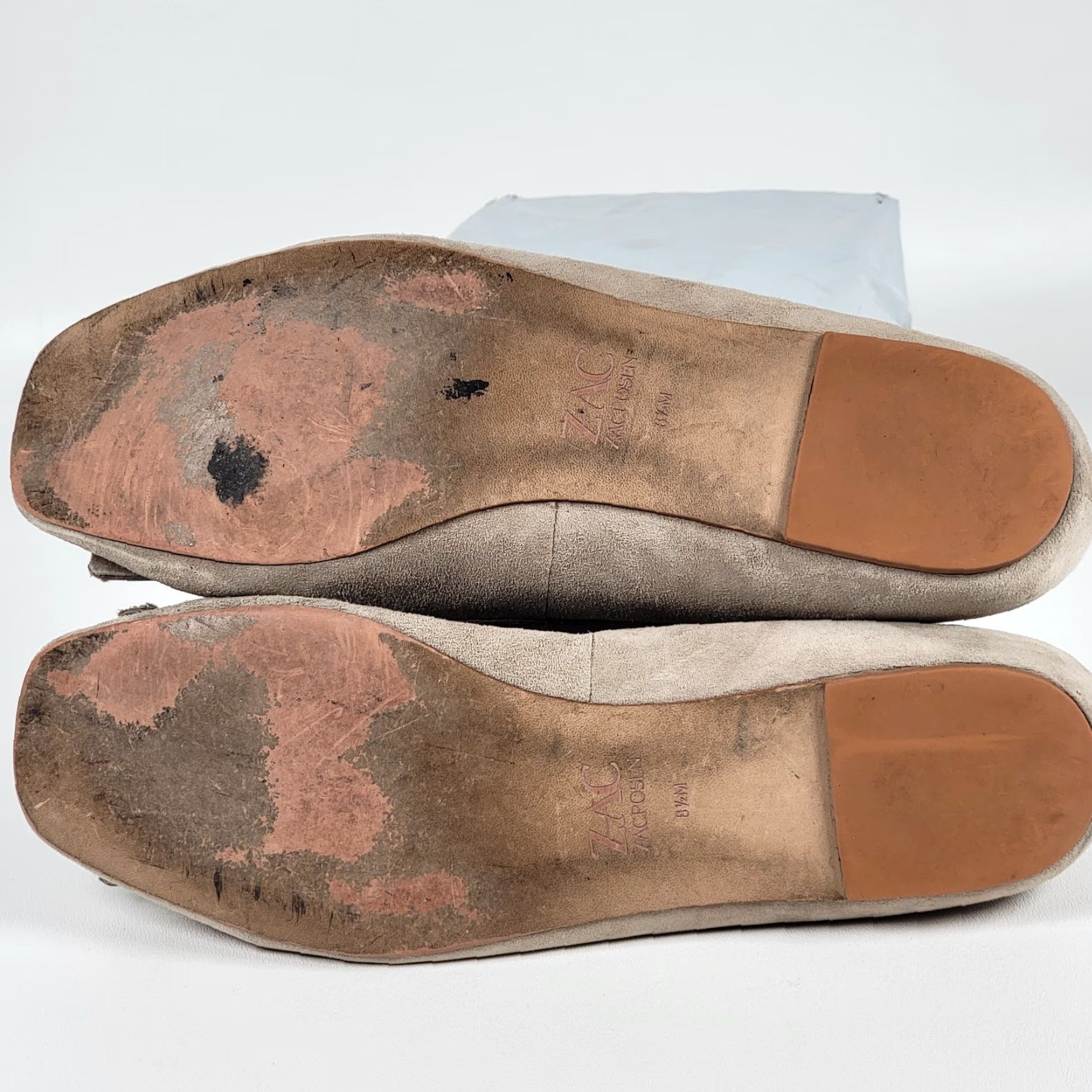 Zac Posen Zac Zac Posen Vonte Beige Suede Buckle Square Toe Slip On Ballet Flats 8.5 Womens Size US 9 / IT 39 - 7 Thumbnail