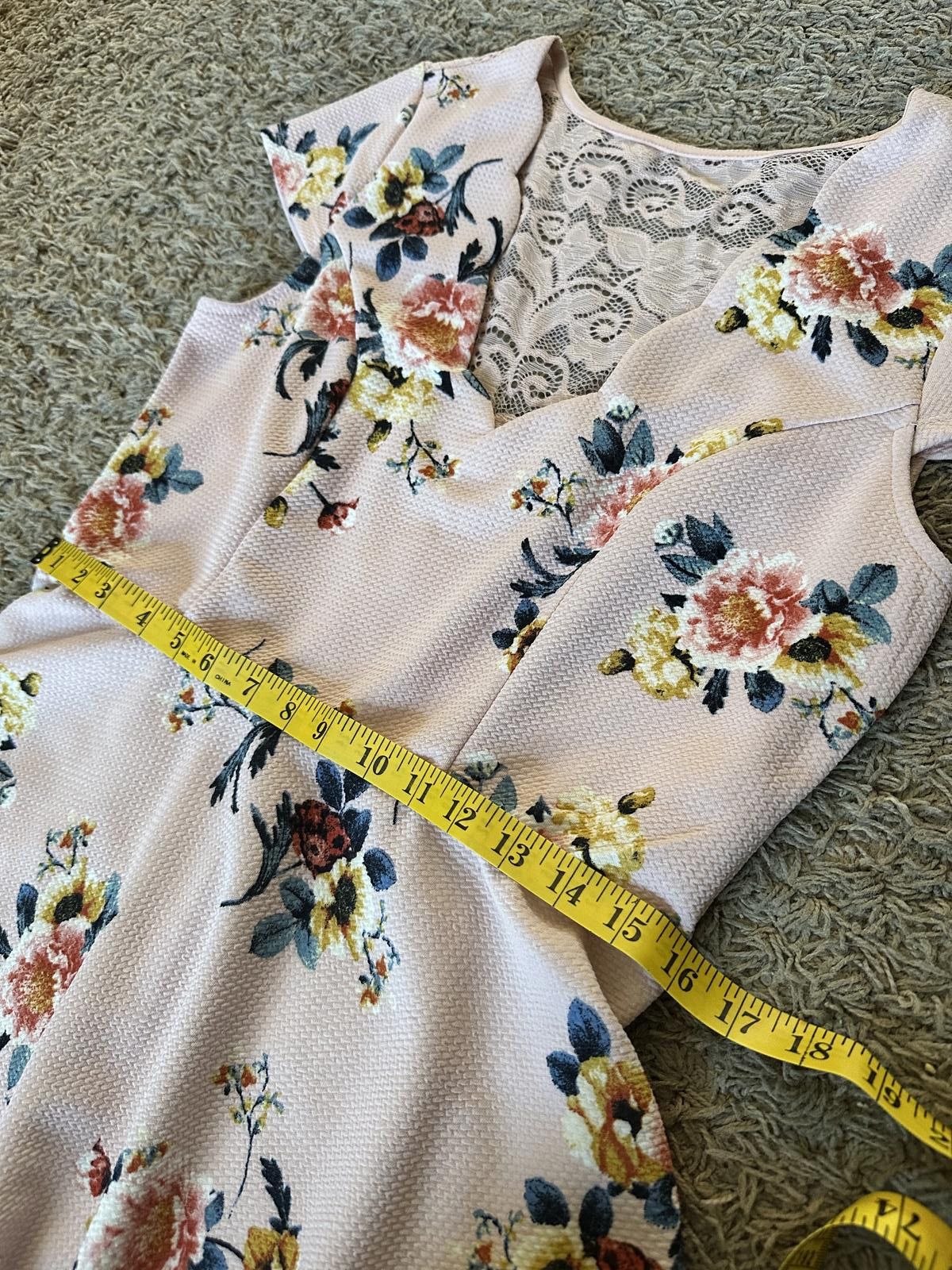 Designer Three Pink Hearts Floral Lace-Back Dress - XL Size XL / US 12-14 / IT 48-50 - 12 Thumbnail