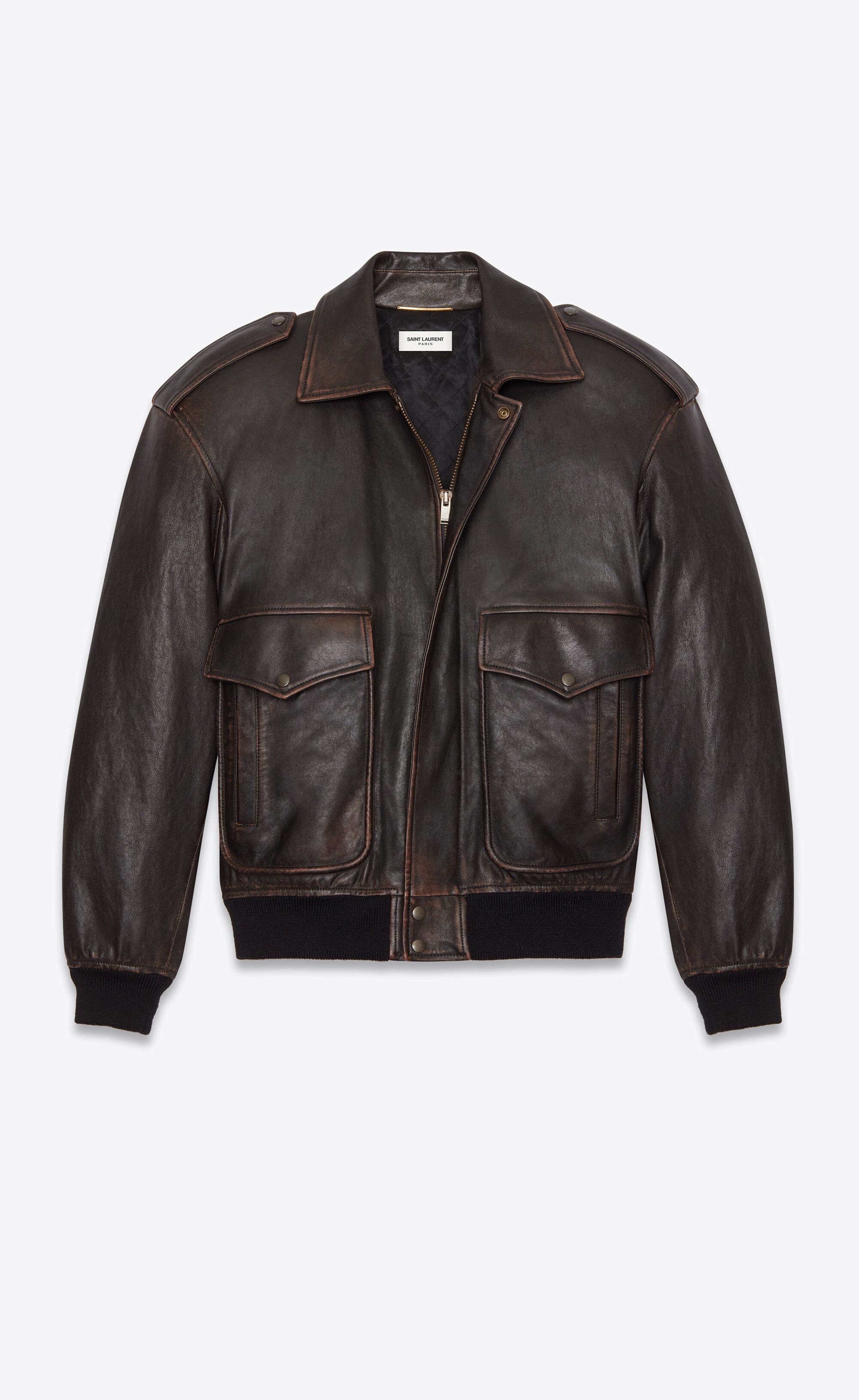 Saint Laurent Paris o1bcso1str1224 Oversized Jacket In Aged Lambskin in Black Size M / US 6-8 / IT 42-44 - 2 Thumbnail