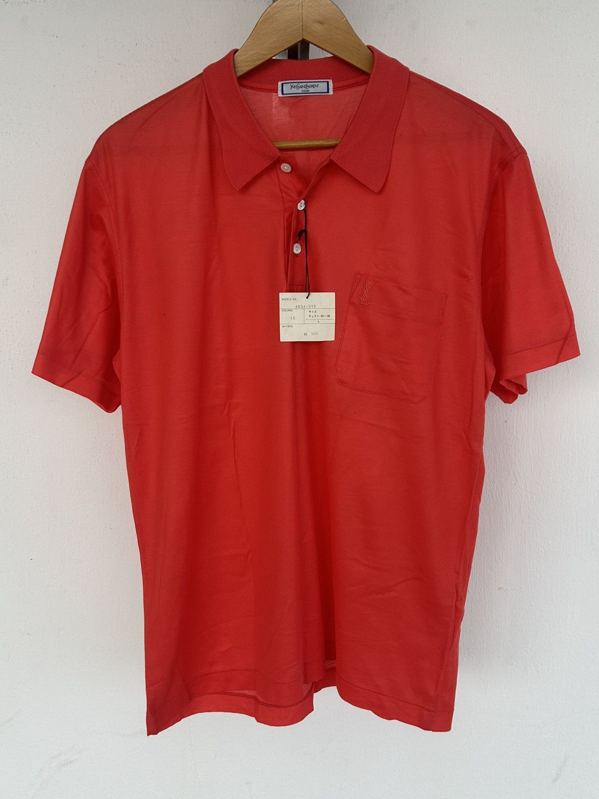 Yves Saint Laurent NOS Ysl Japan Vintage Polo Vermillion Collar Tee Size US L / EU 52-54 / 3 - 2 Thumbnail
