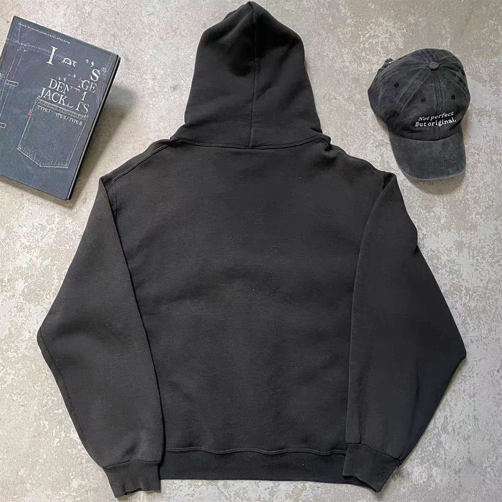 Vintage Black washed retro letter print hoodie y2k Size US M / EU 48-50 / 2 - 2 Thumbnail
