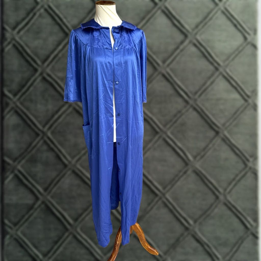 Vintage VINTAGE Nancy King Lingerie Nightgown Maxi Blue 100% Nylon M NYT USA Womens Nightwear Regular Size M Limited Tags Size ONE SIZE - 1 Thumbnail
