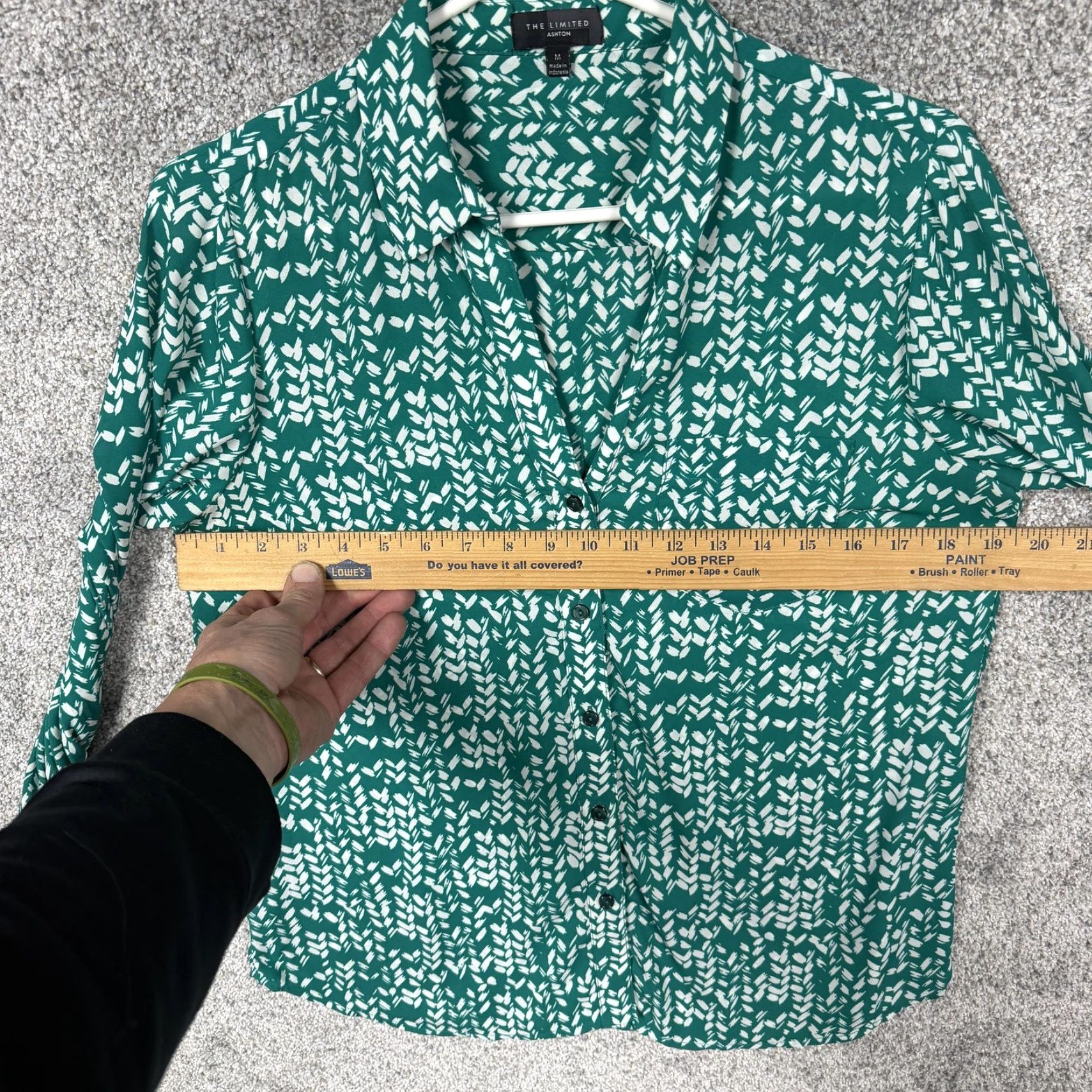 Vintage The Limited Ashton Blouse Medium Green White Chevron Minimal Office Womens Size M / US 6-8 / IT 42-44 - 4 Thumbnail