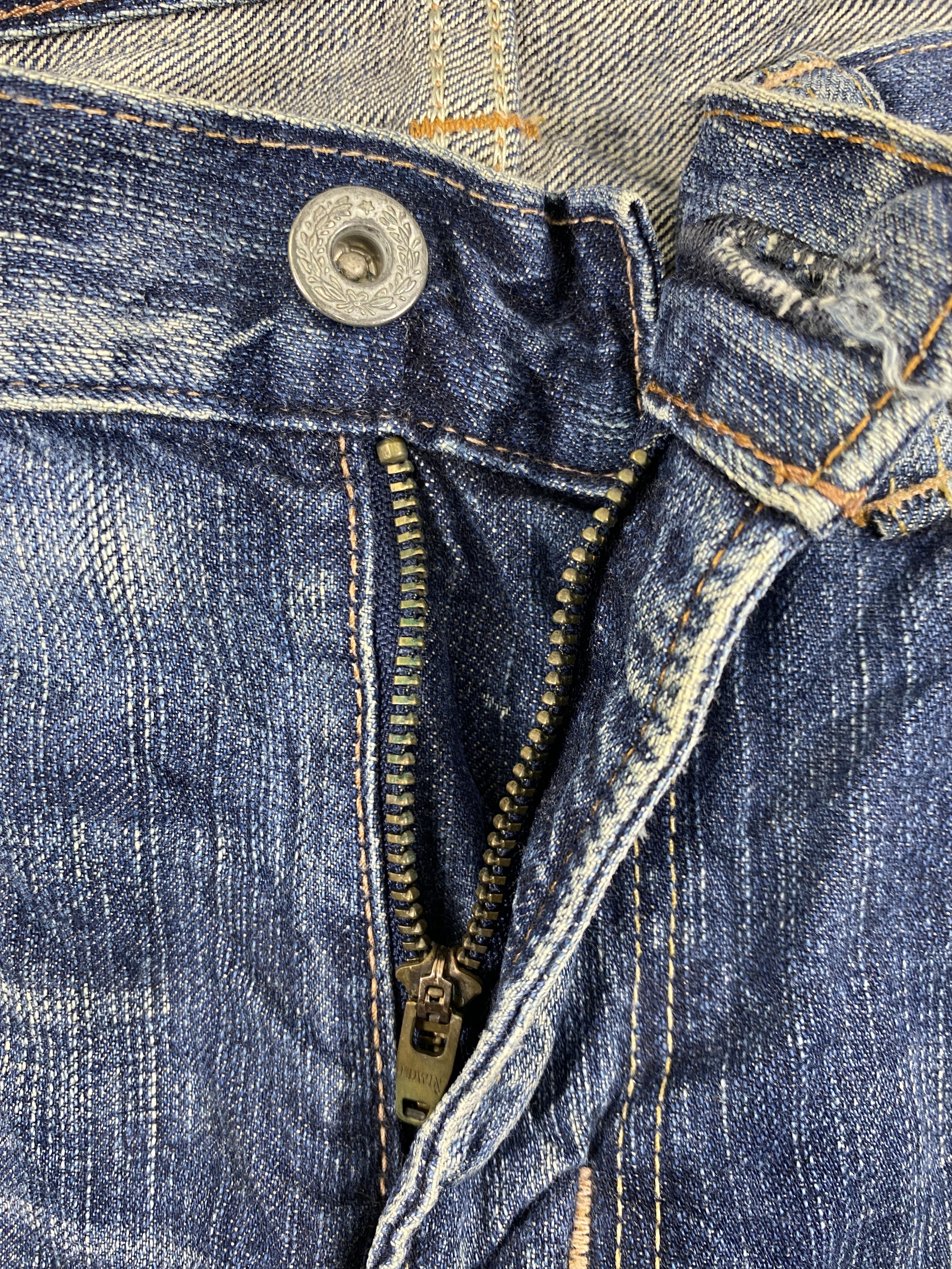 If Six Was Nine Blue Distressed Vintage Edwin Jeans 33x33 Denim- JN3828 Size US 33 - 6 Thumbnail