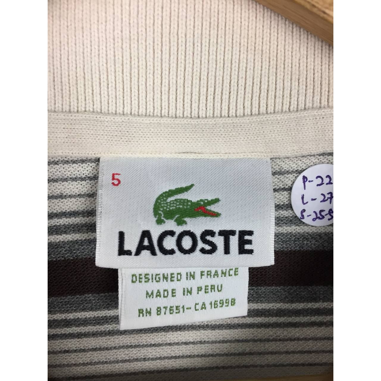 Lacoste × Vintage Vtg Lacoste Small Logo Striped Longsleeve Polo Tee Size US L / EU 52-54 / 3 - 13 Thumbnail