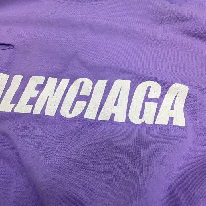 Balenciaga Balenciaga SS22 Destroyed Purple Short Sleeve Tee 0079-2507 Size XS / US 0-2 / IT 36-38 - 4 Thumbnail