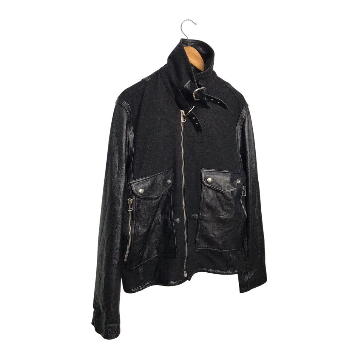 Japanese Brand × Vintage Stimulus wool Half Leather Black Jacket Size US M / EU 48-50 / 2 - 2 Thumbnail