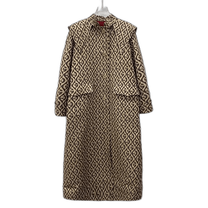 Gucci Gucci Brown Logo Print Wool Long Coat Size S / US 4 / IT 40 - 1 Thumbnail