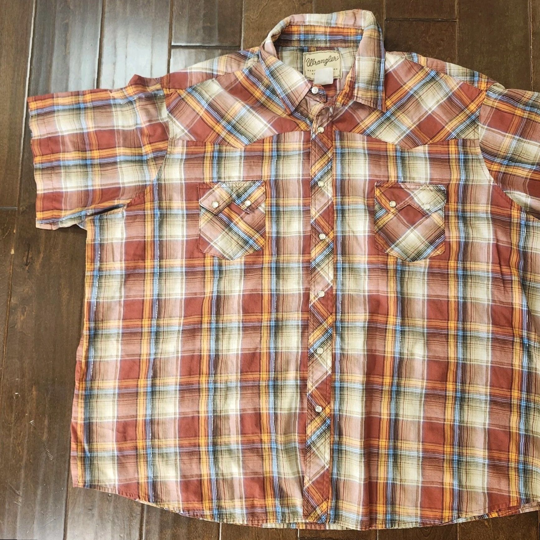 Wrangler Wrangler Western Plaid Snap Shirt Mens XL Short Sleeve Multicolor Button-Up Casual Workwear Spring Fall Summer Mens XL Size US XL / EU 56 / 4 - 3 Thumbnail