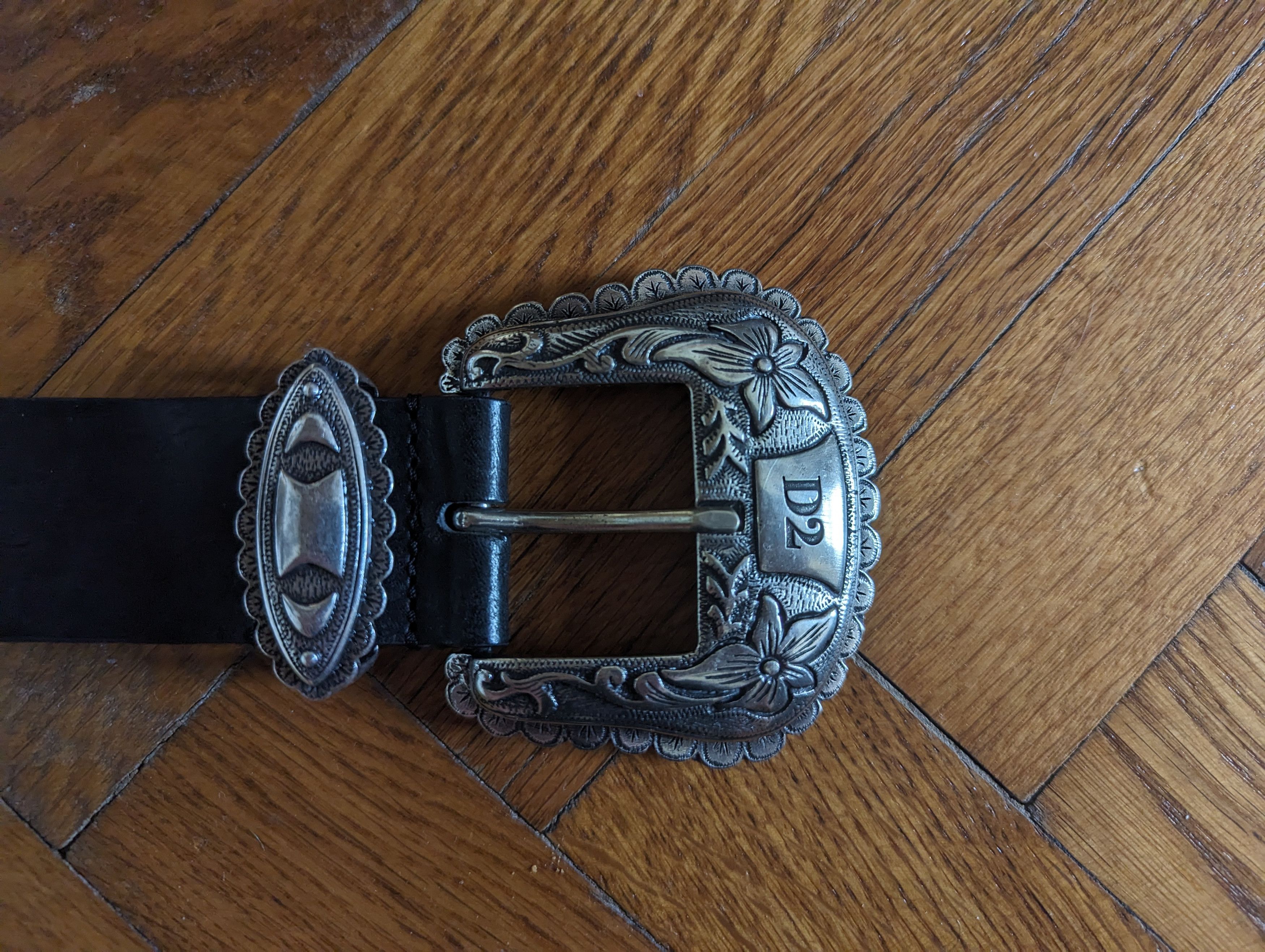 image of Dsquared2 Gothic Grunge Buckle Belt in Black, Men's