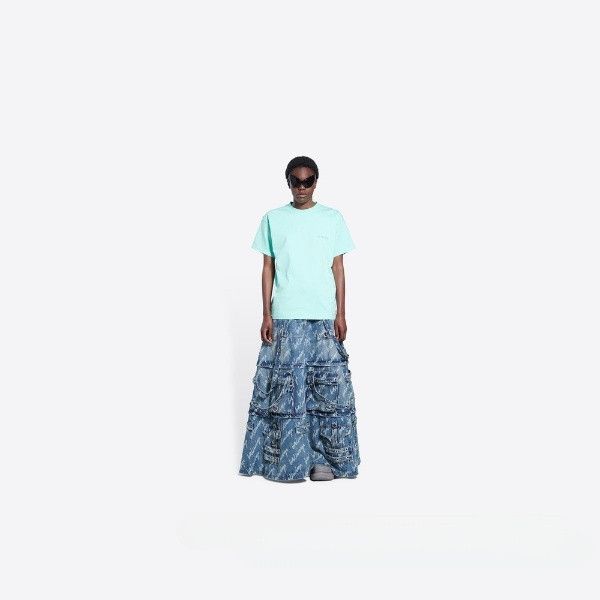 Balenciaga o1s1wg111124 Logo T-Shirt Medium Fit in Mint Green Size XXS / US 00 / IT 34 - 6 Thumbnail