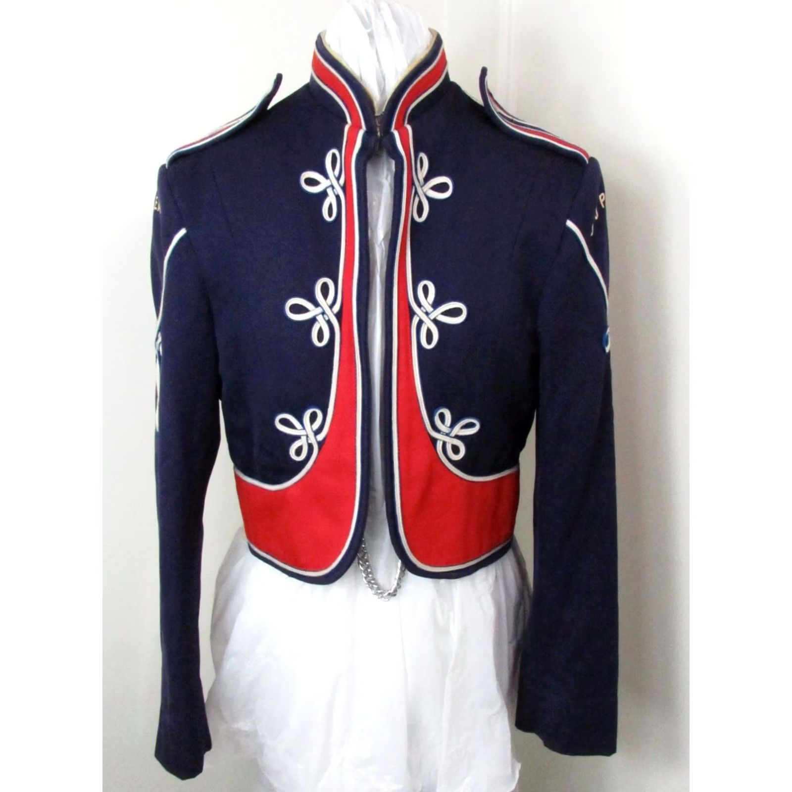 Vintage VINTAGE Stanbury 38R Navy Blue Marching Band Jacket - Unisex Wool Military Coat, Band Collar, 80s Retro Music USA Parade Jacket Size US XXS / EU 40 - 6 Thumbnail