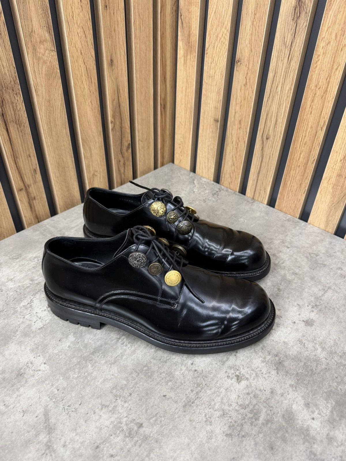 Dolce & Gabbana Dolce & Gabbana Black Leather Derby Shoes Size 9 Size US 10 / EU 43 - 15 Thumbnail