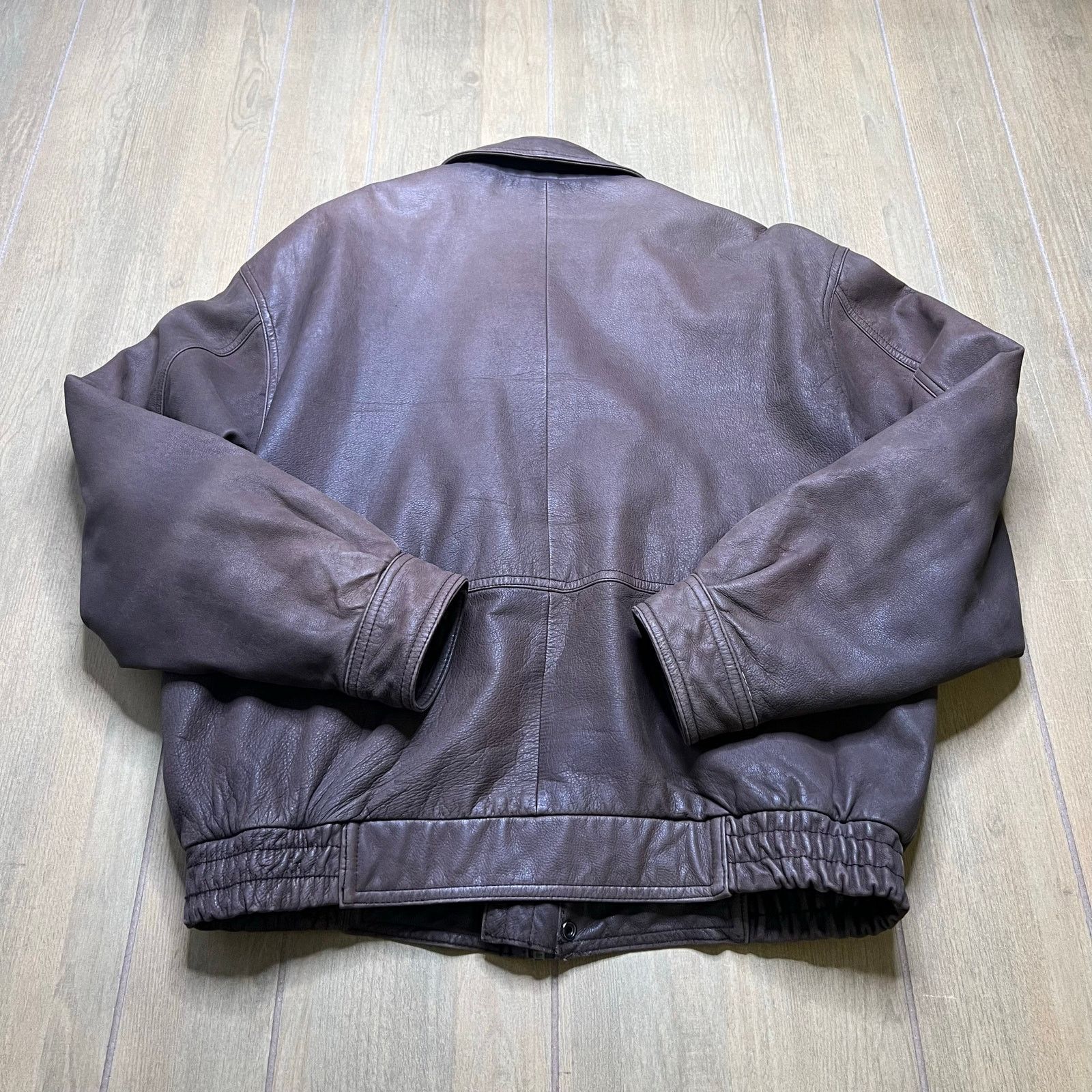 Vintage INC Leather Jacket Brown Zip Snap Front Quilted Lined Mens L Size US L / EU 52-54 / 3 - 13 Thumbnail