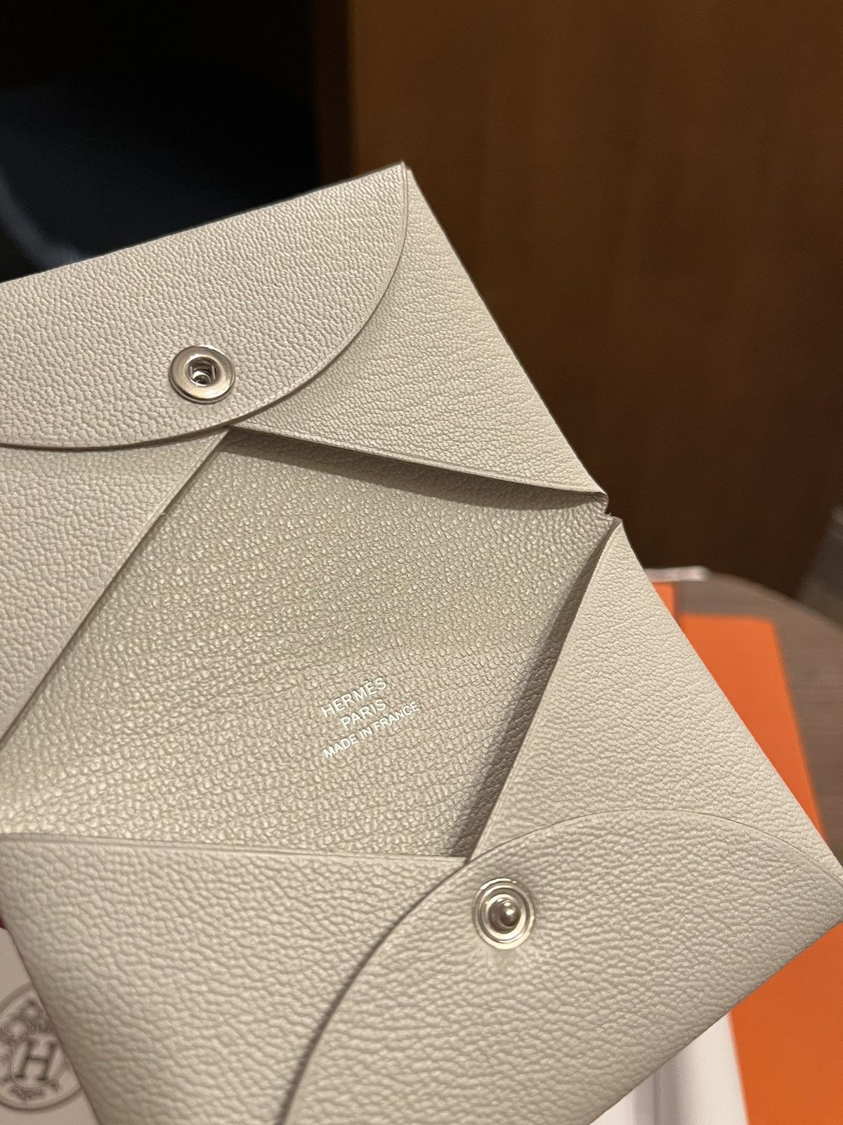 Hermes Super Rare Chèvre Mysore Hermes Calvi Wallet Mushroom Size ONE SIZE - 4 Thumbnail