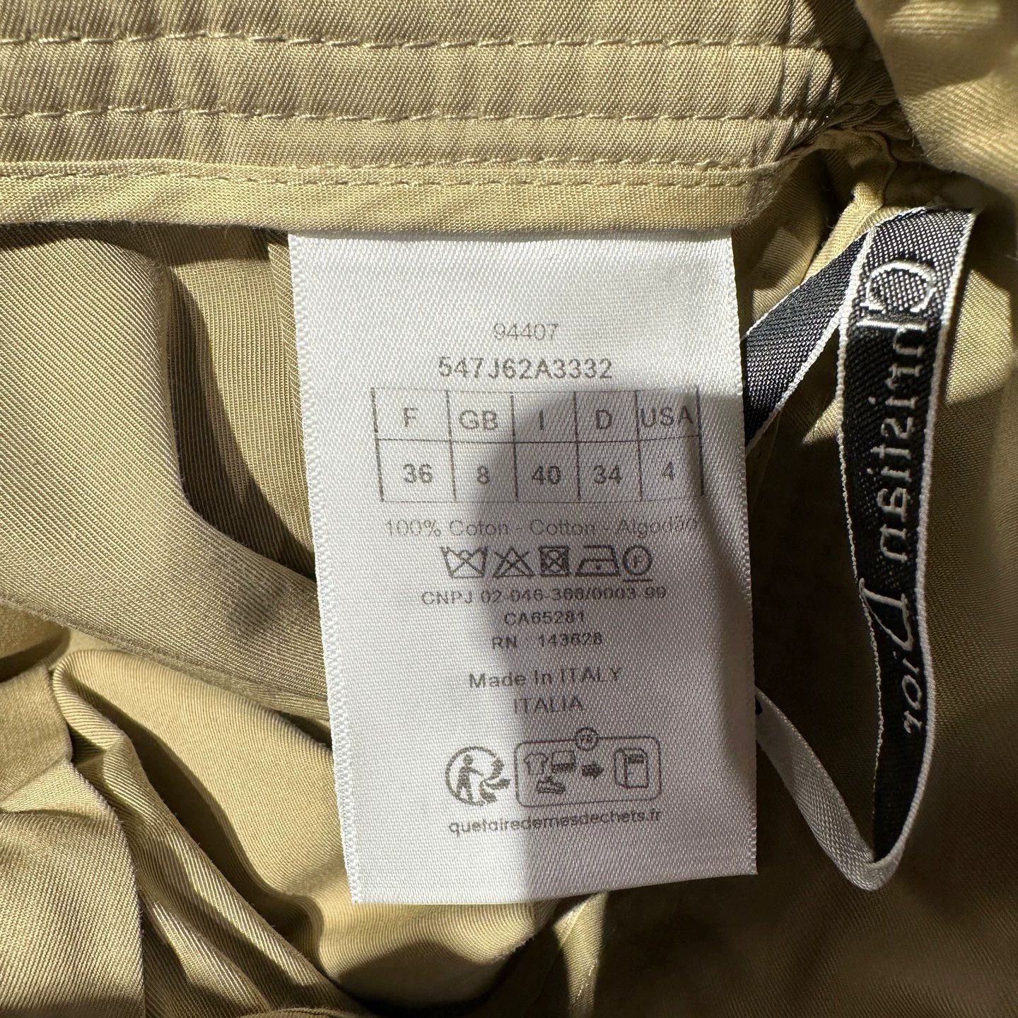 Christian Dior Monsieur Christian Dior may75 25 Khaki Logo Tie Skirt Cotton 36 Size 26" / US 2 / IT 38 - 4 Thumbnail